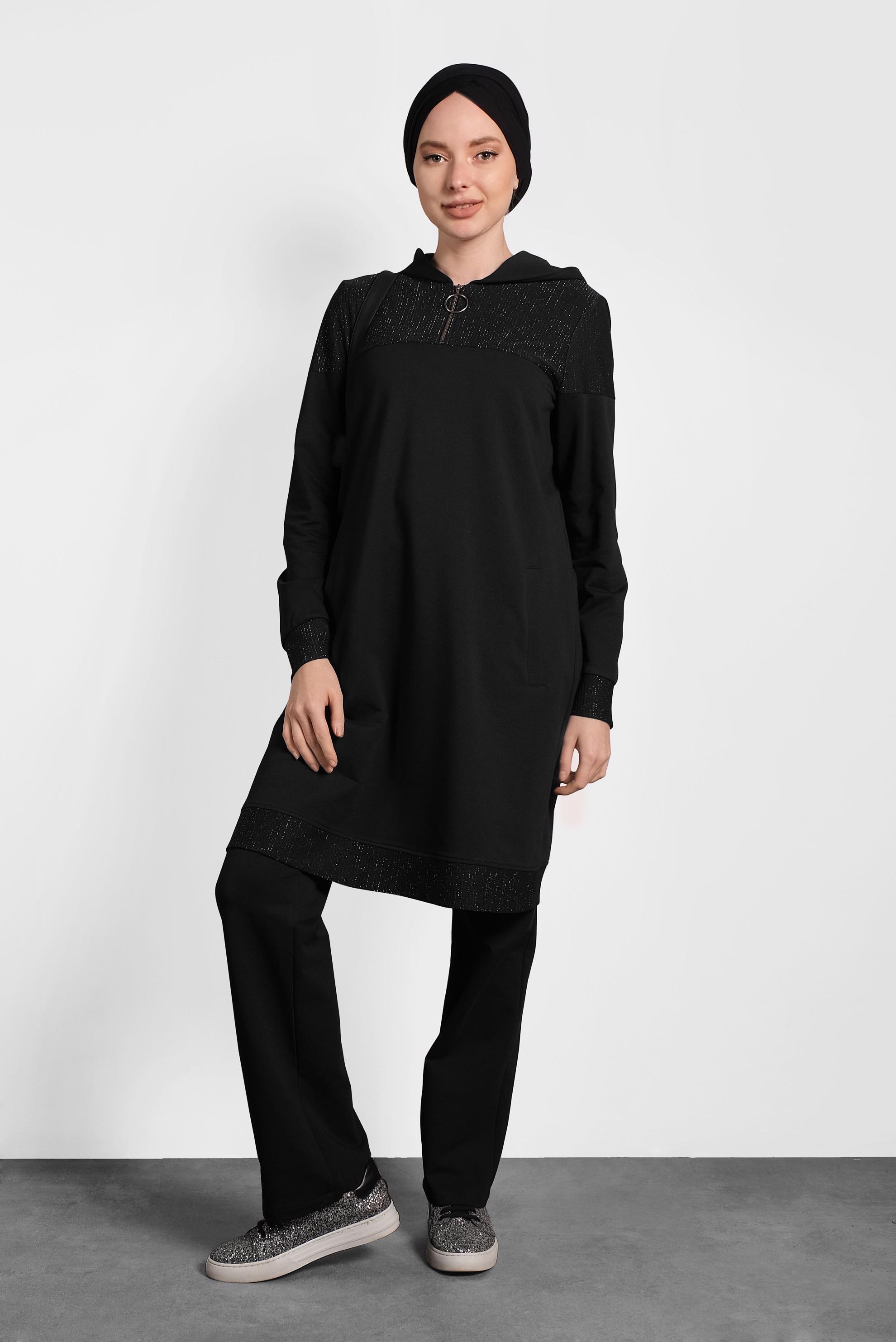 Hijab clothing BLACK SPARKLY TRACKSUIT 40107
