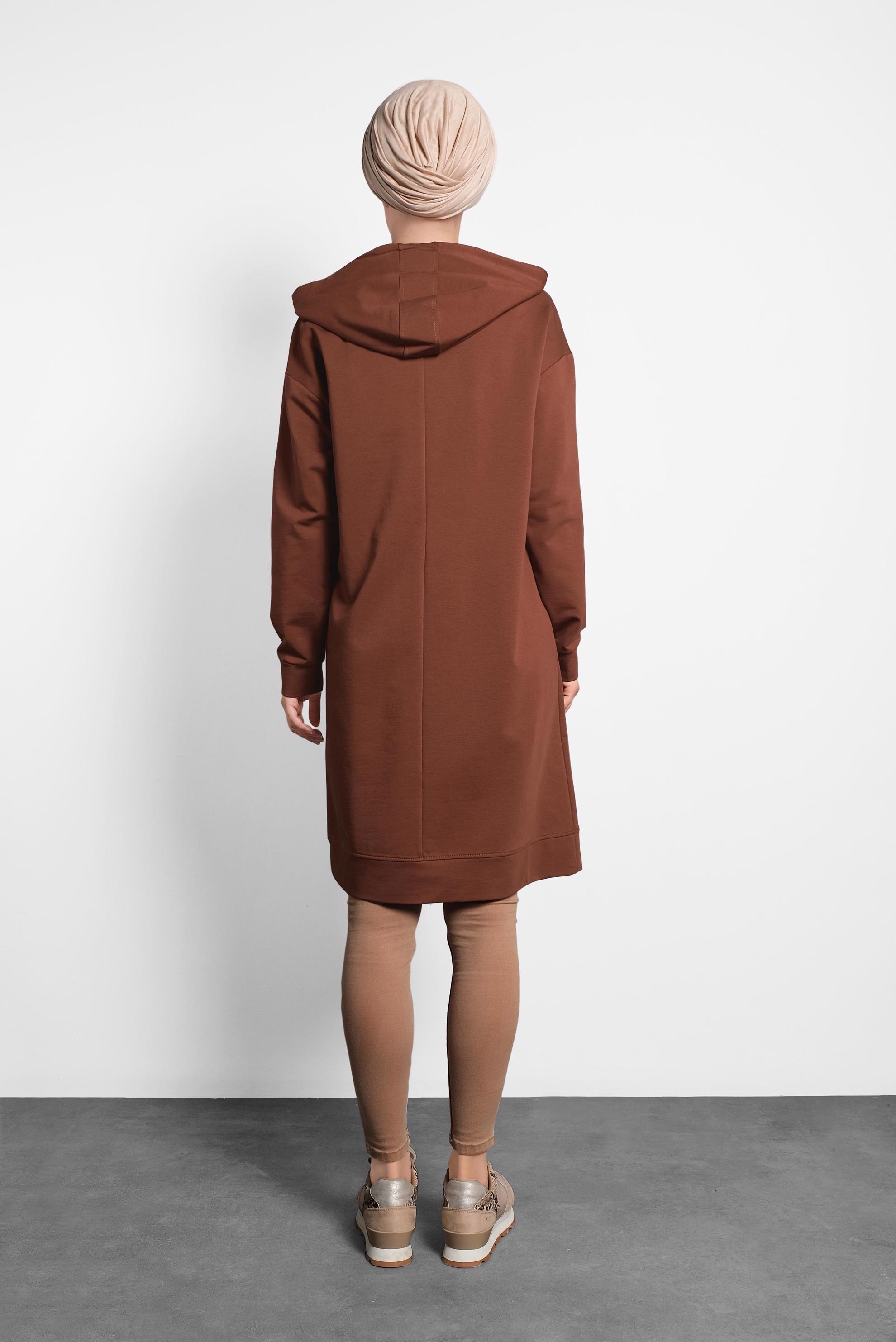 Tesettür giyim TURUNCU DESENLİ PAMUKLU EŞOFMAN TUNİK 40160