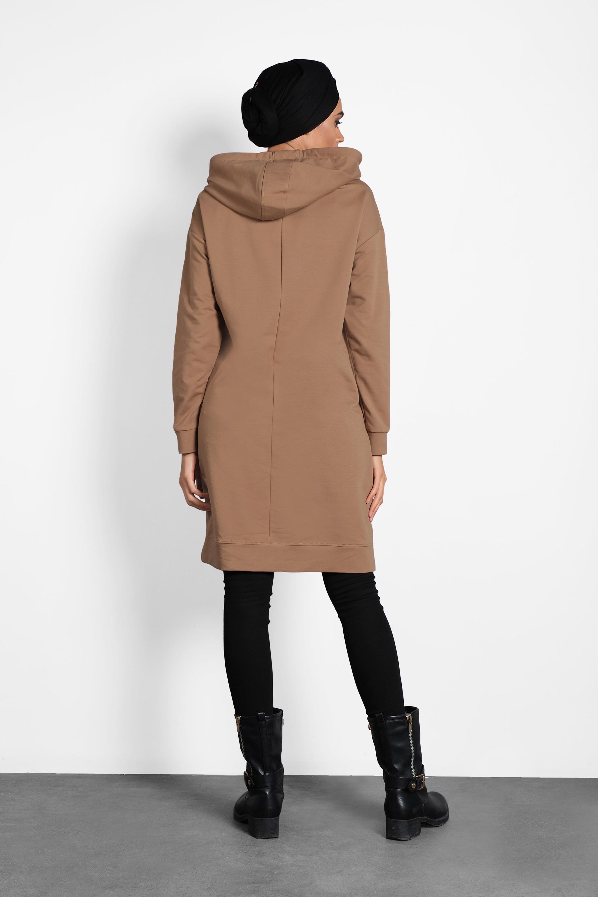 Tesettür giyim TABA DESENLİ PAMUKLU EŞOFMAN TUNİK 40160