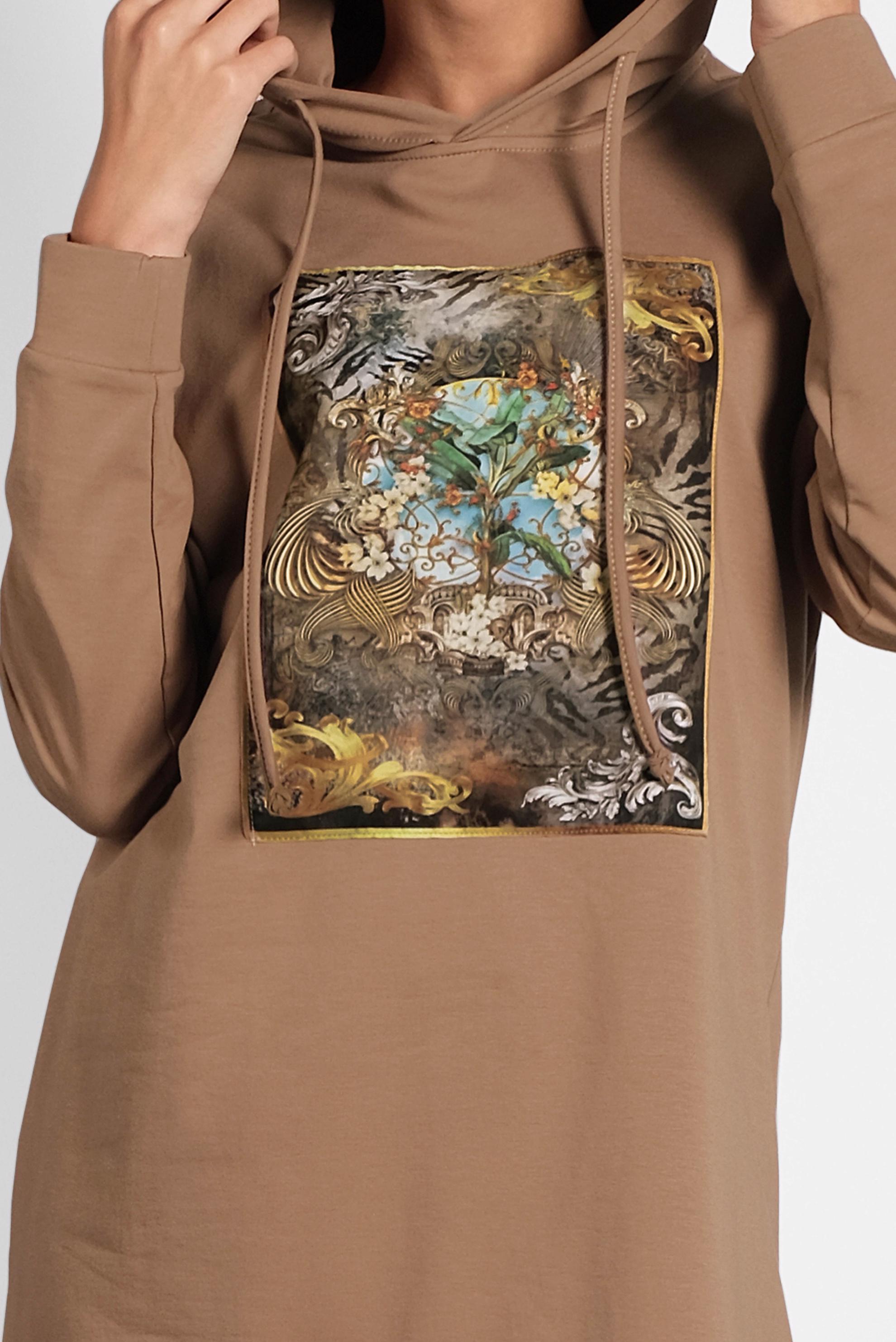 Tesettür giyim TABA DESENLİ PAMUKLU EŞOFMAN TUNİK 40160