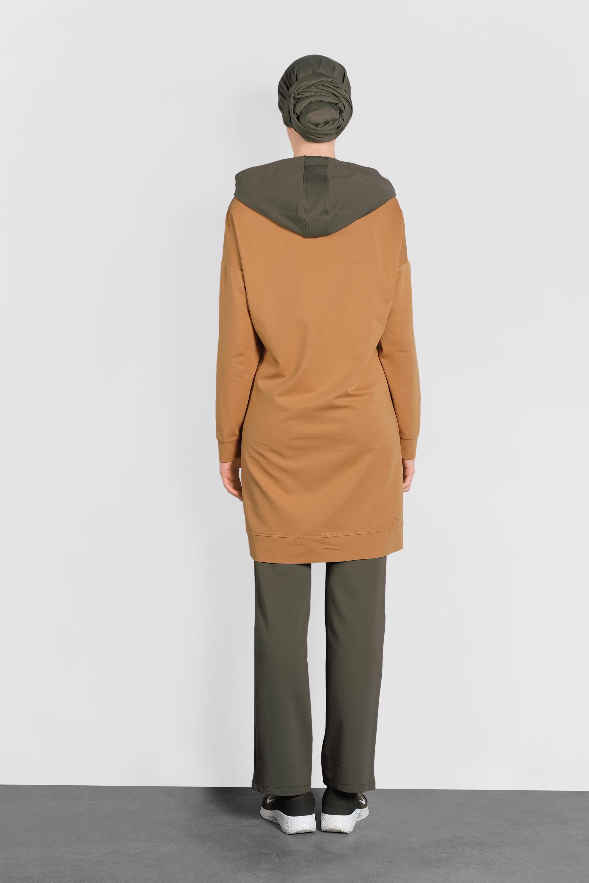 Tesettür giyim SARI BAĞCIKLI KAPÜŞONLU İKİLİ EŞOFMAN TAKIM  40162 