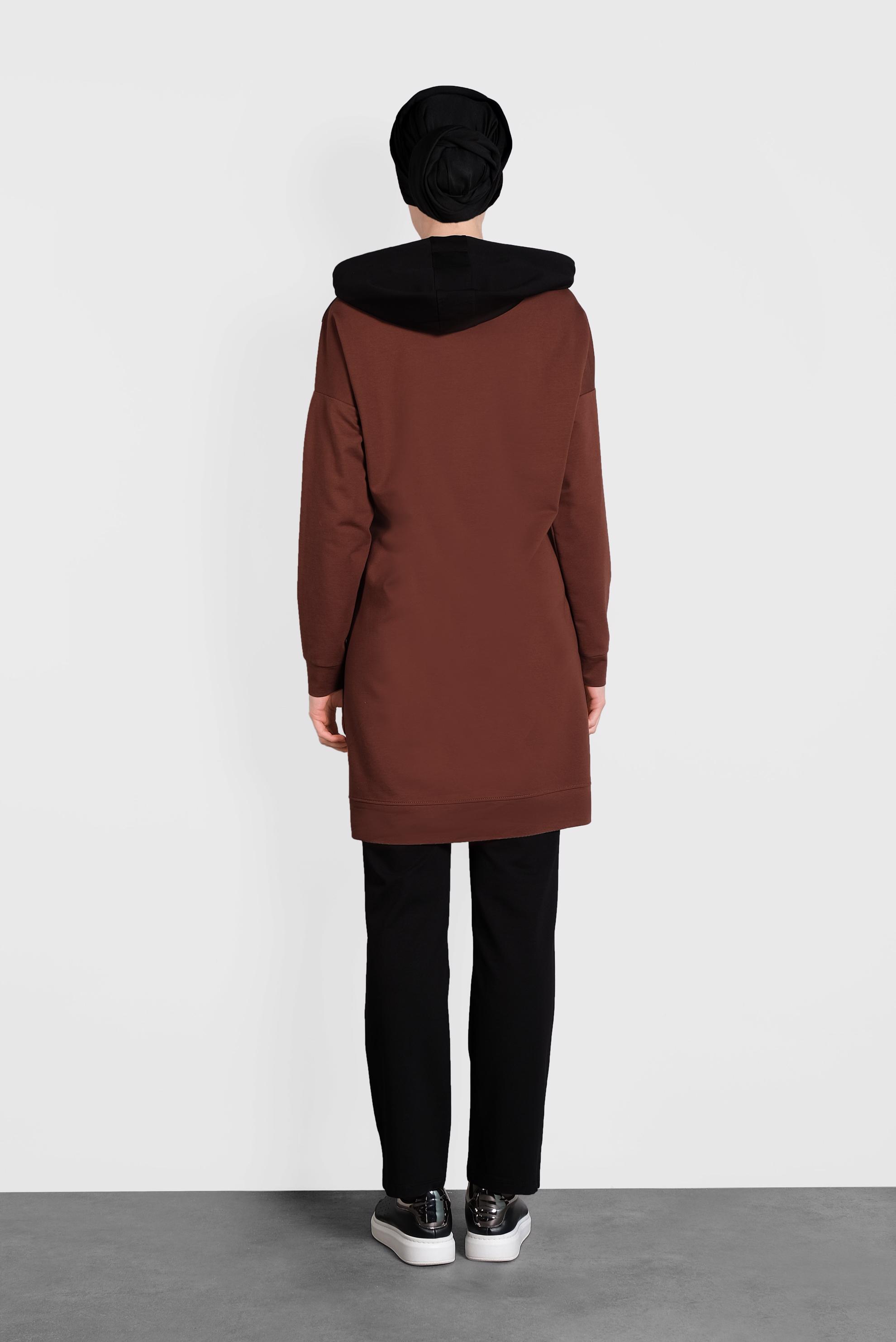 Tesettür giyim BORDO BAĞCIKLI KAPÜŞONLU İKİLİ EŞOFMAN TAKIM  40162 