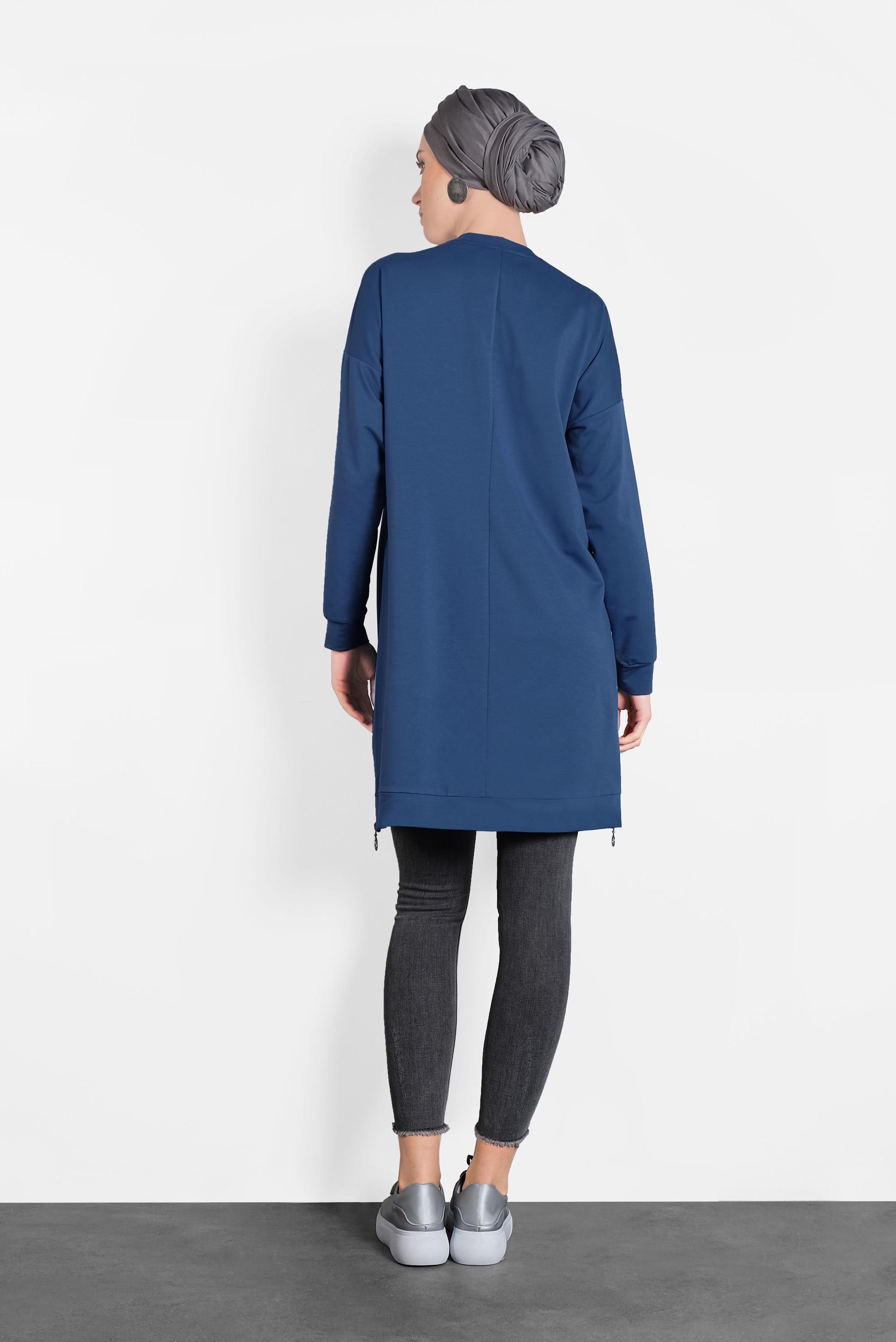 Hijab clothing NAVY BLUE PRINTED SPORT TUNIC 40223 