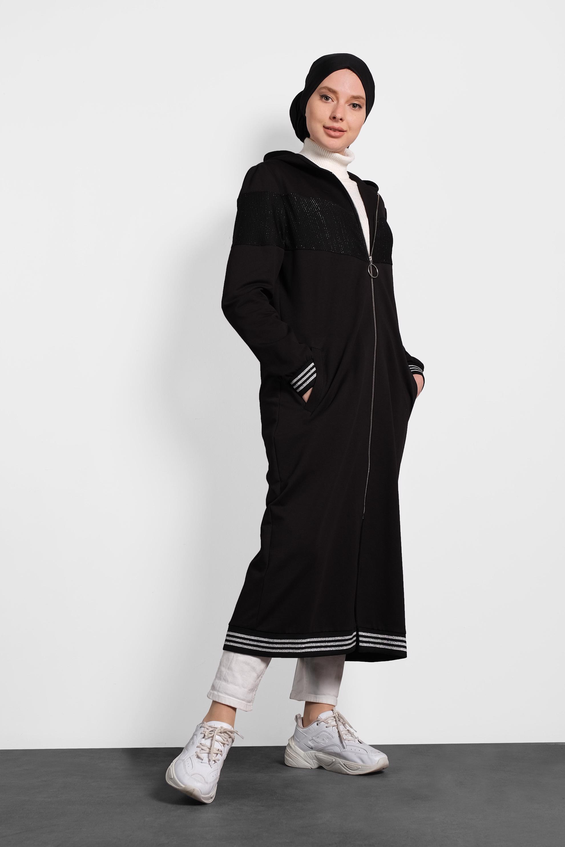 Tesettür giyim SİYAH SİMLİ EŞOFMAN TUNİK 40224