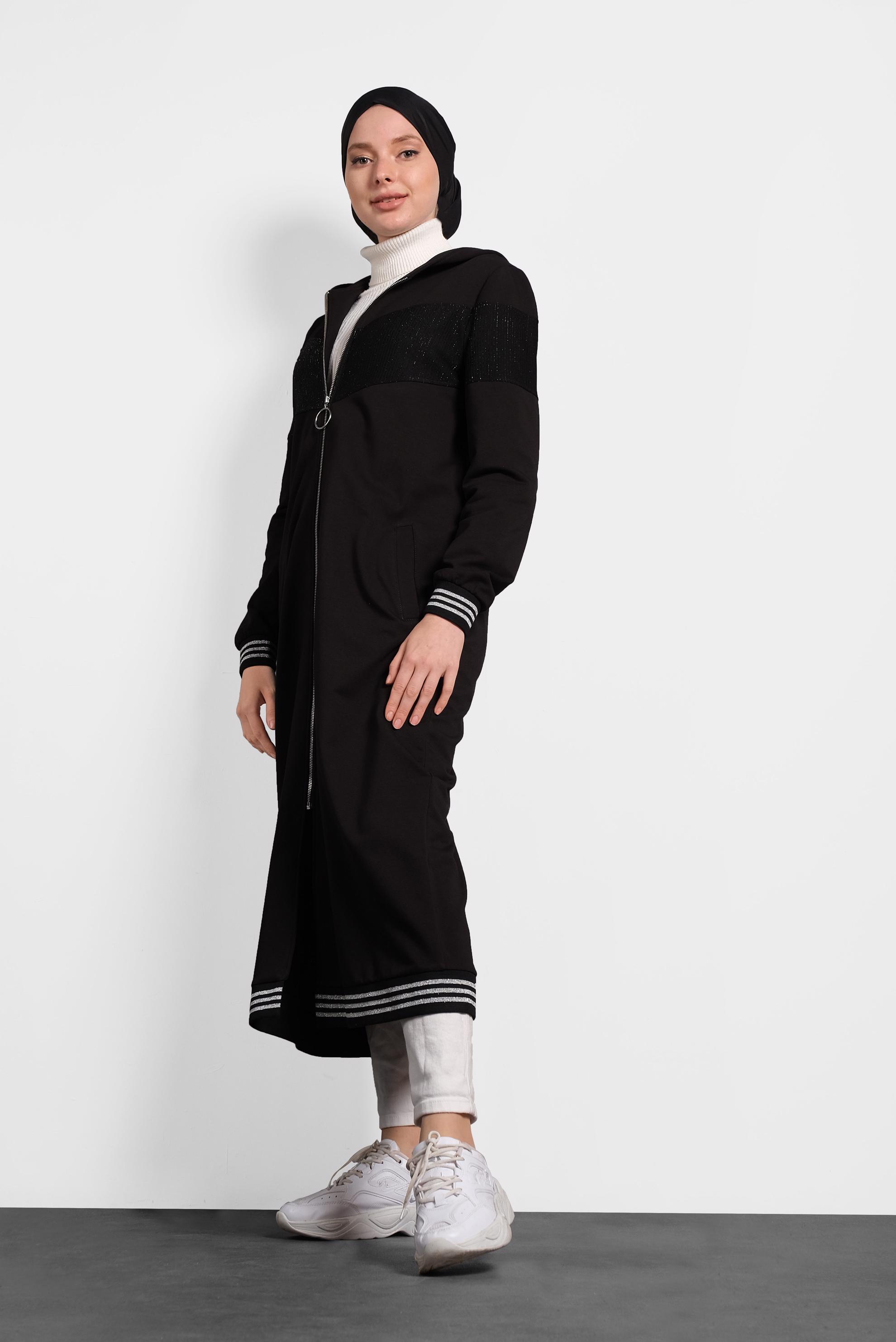 Tesettür giyim SİYAH SİMLİ EŞOFMAN TUNİK 40224