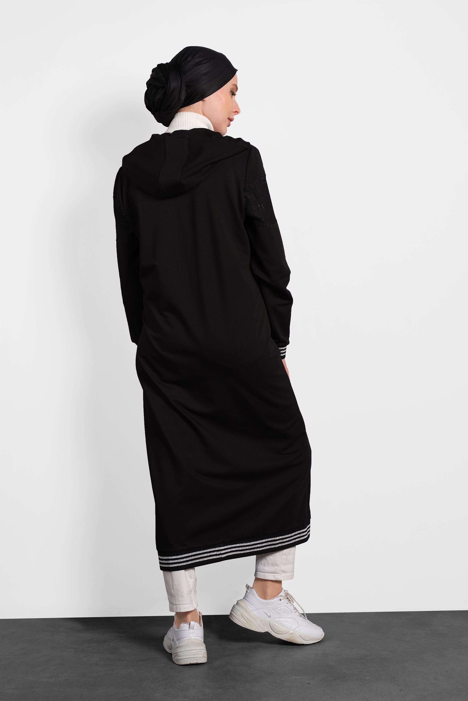 Tesettür giyim SİYAH SİMLİ EŞOFMAN TUNİK 40224