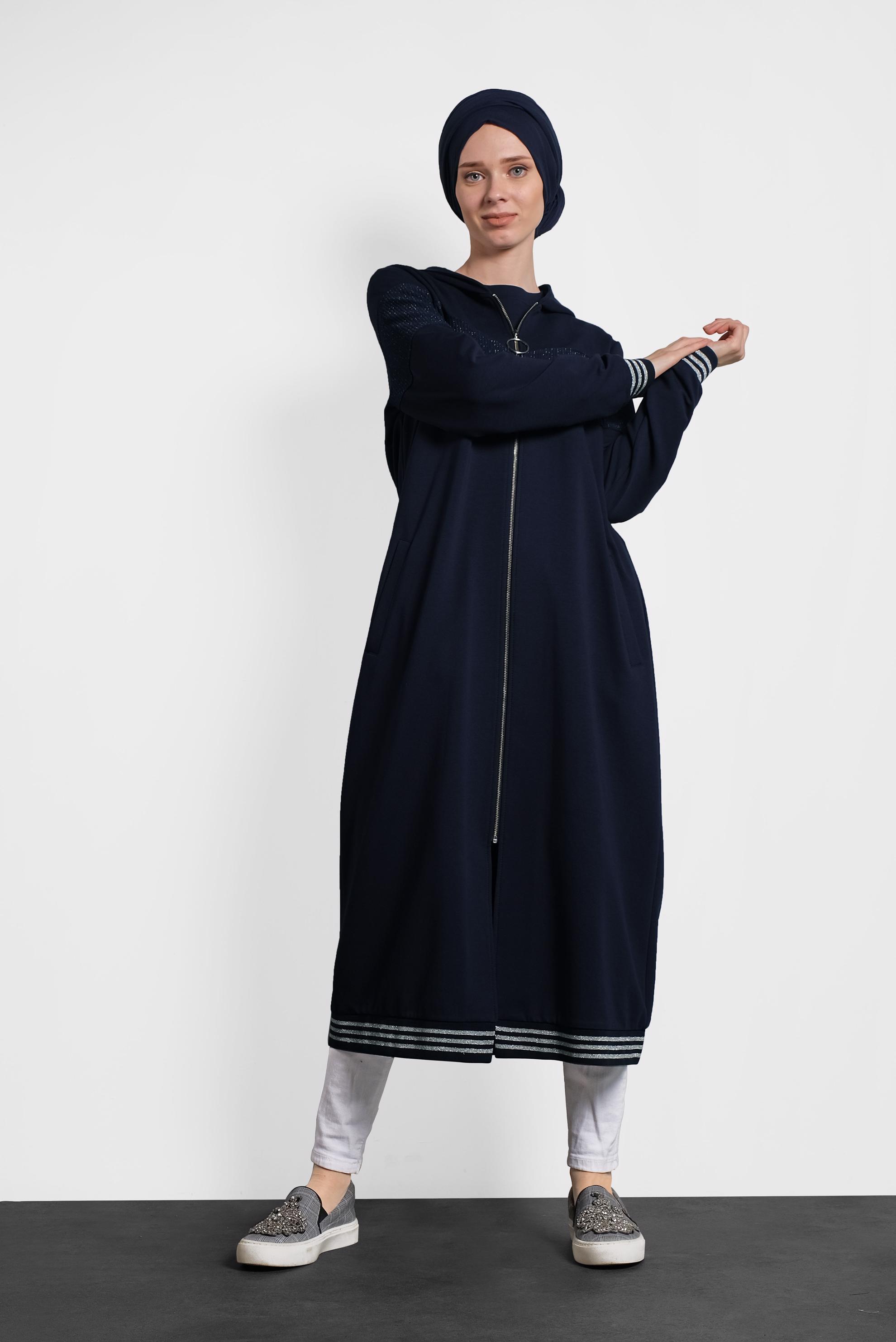 Tesettür giyim LACİVERT SİMLİ EŞOFMAN TUNİK 40224