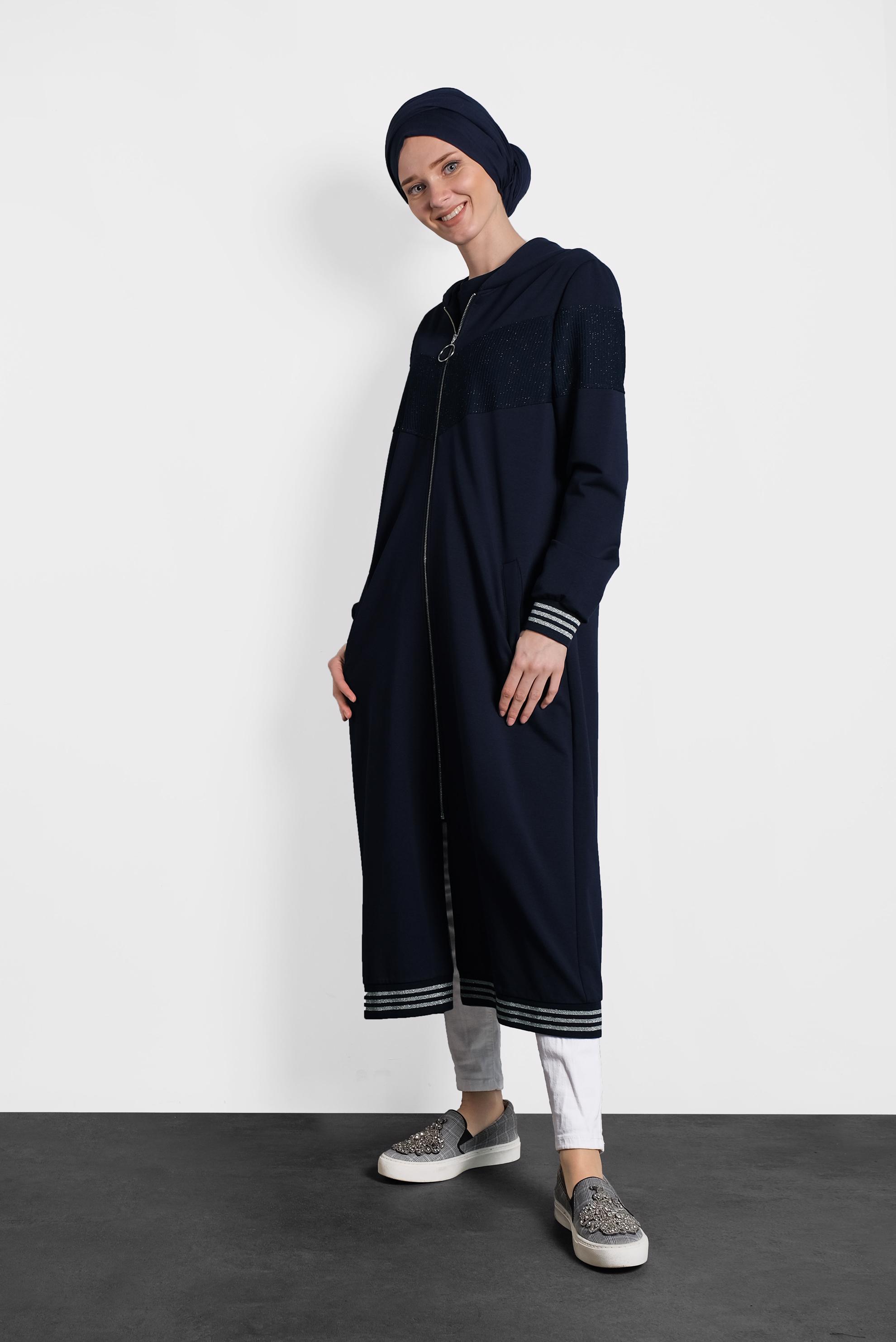 Tesettür giyim LACİVERT SİMLİ EŞOFMAN TUNİK 40224