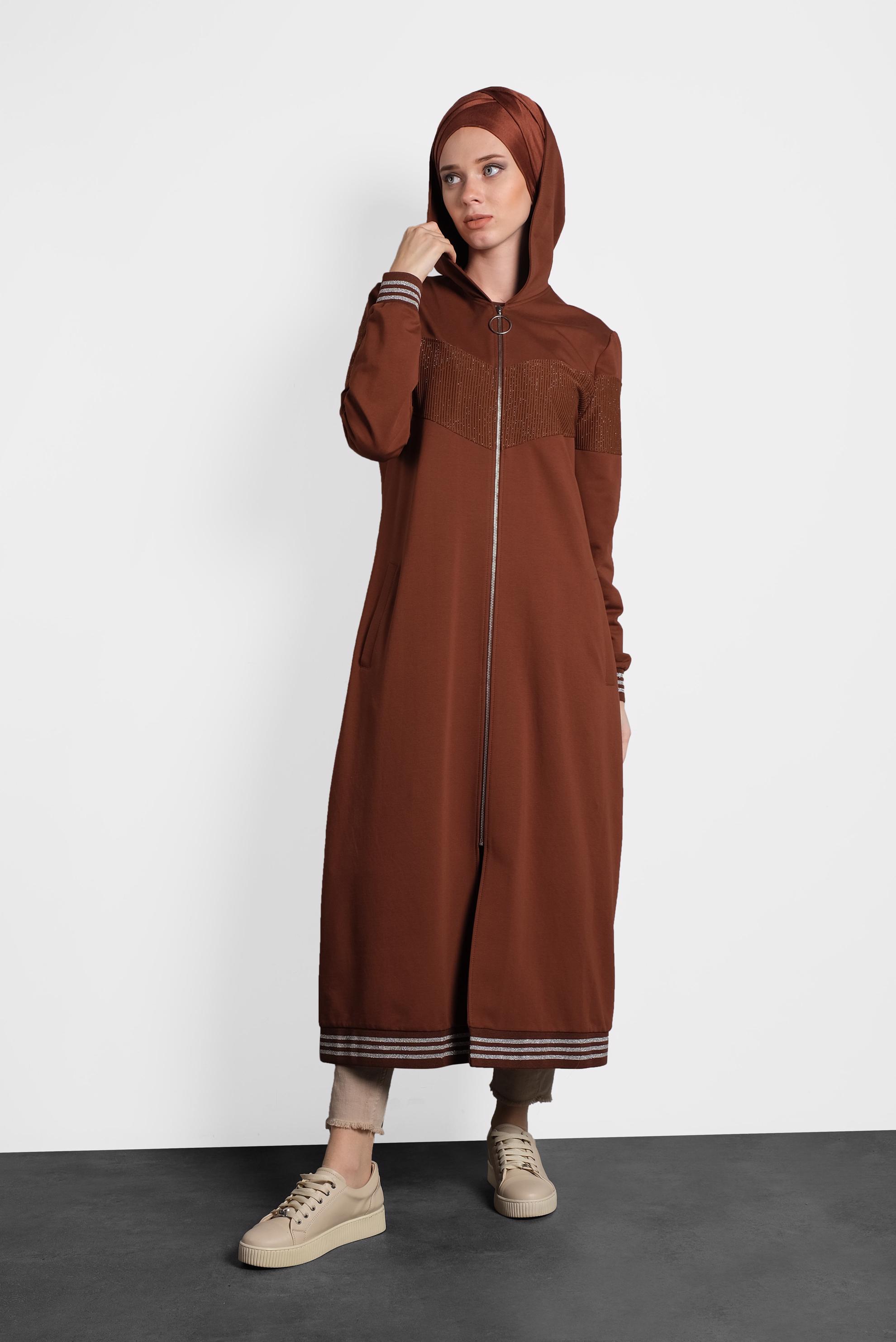 Tesettür giyim BORDO SİMLİ EŞOFMAN TUNİK 40224