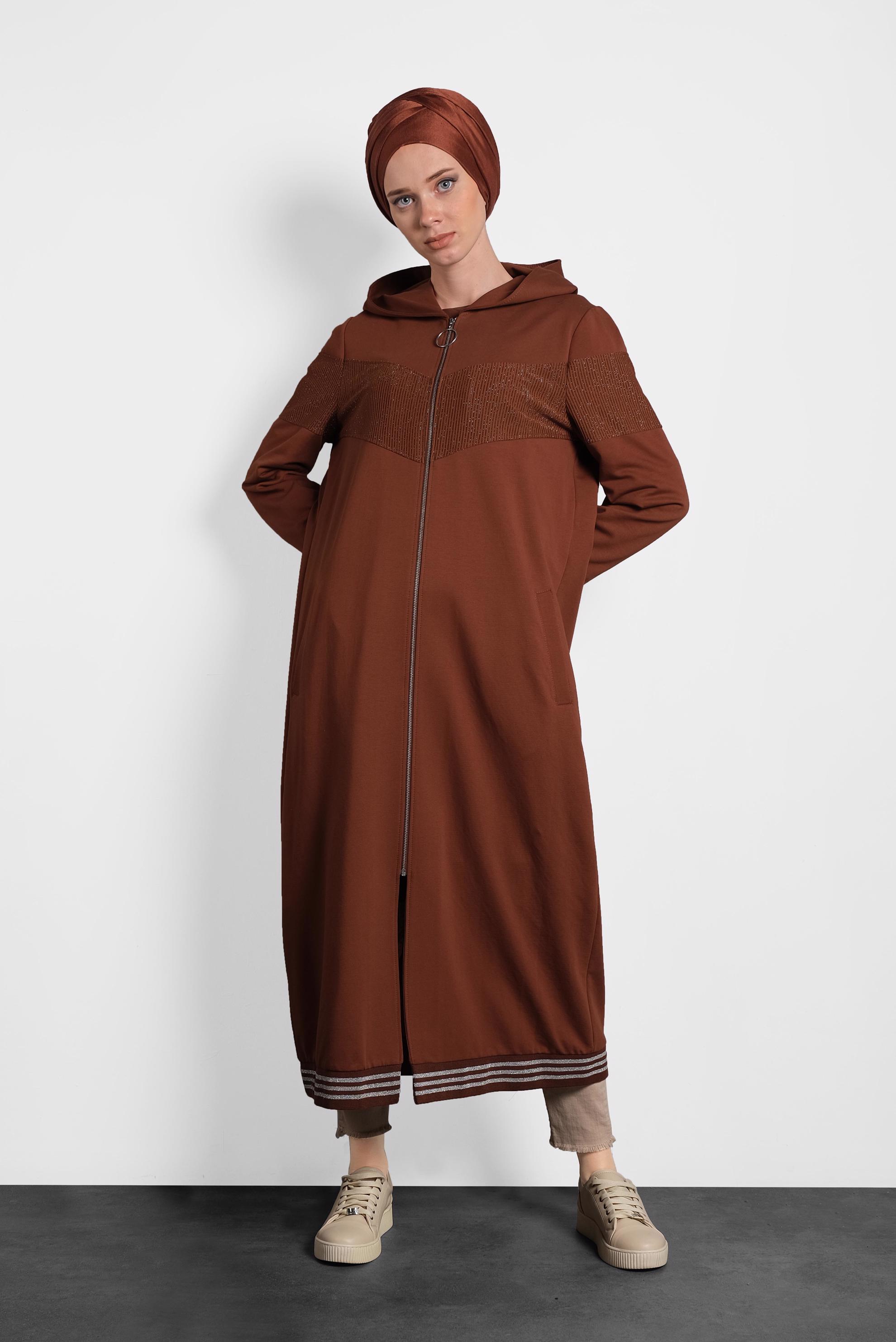 Tesettür giyim BORDO SİMLİ EŞOFMAN TUNİK 40224