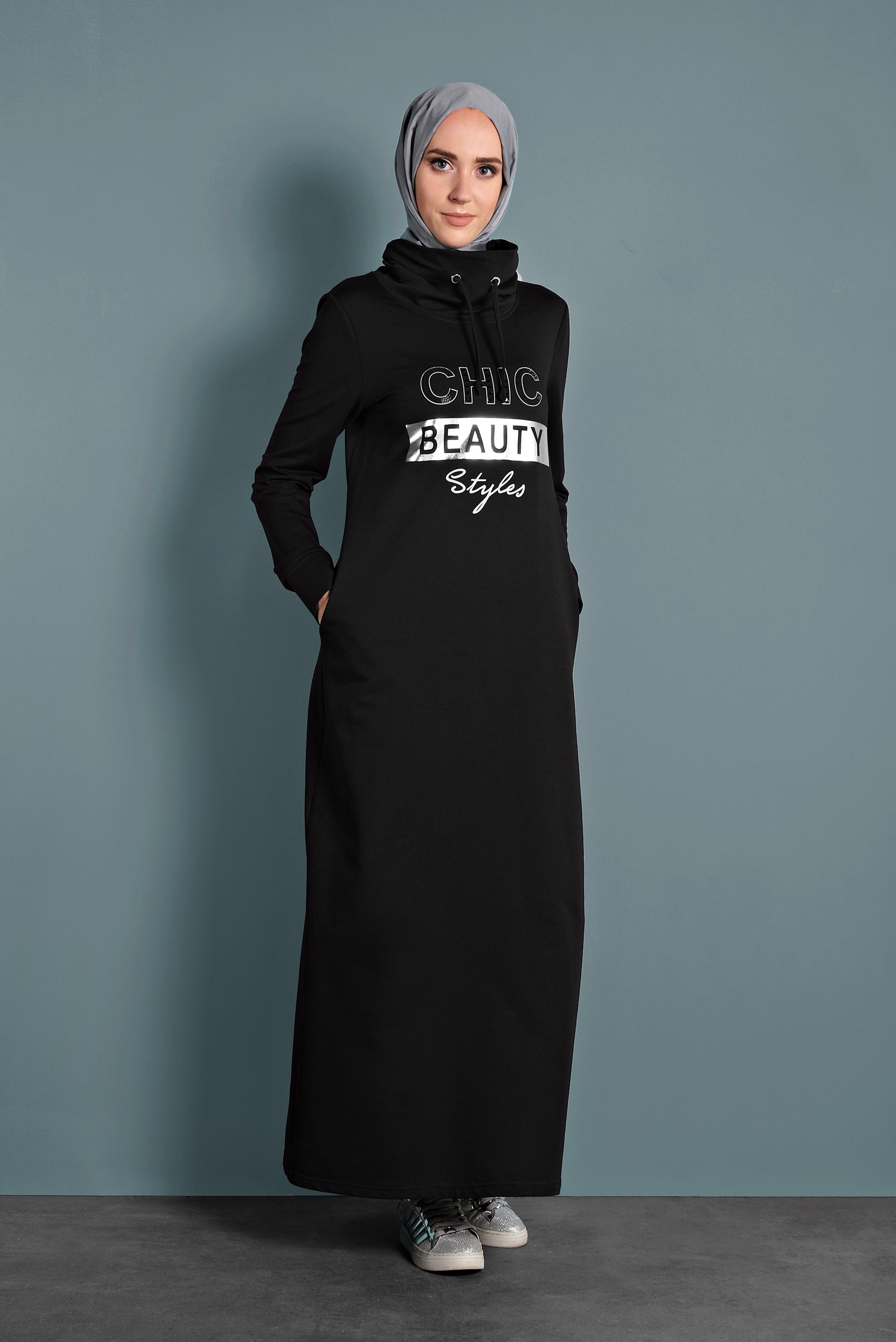 Vêtements hijab NOIR ROBE SPORT EN COTON 40253