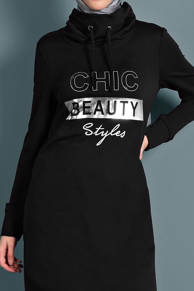 Vêtements hijab NOIR ROBE SPORT EN COTON 40253 - ALVİNA