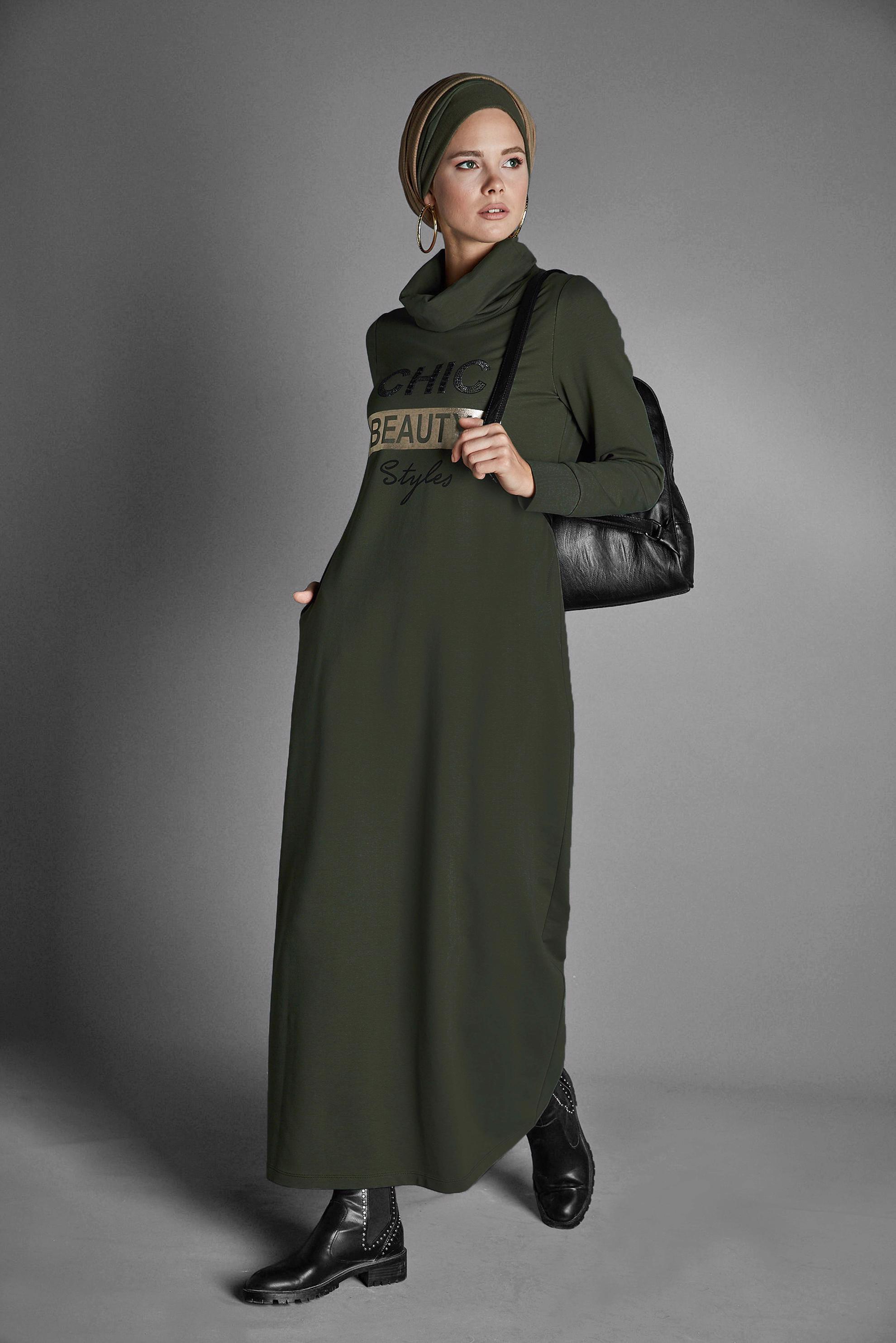 Vêtements hijab KAKI ROBE SPORT EN COTON 40253