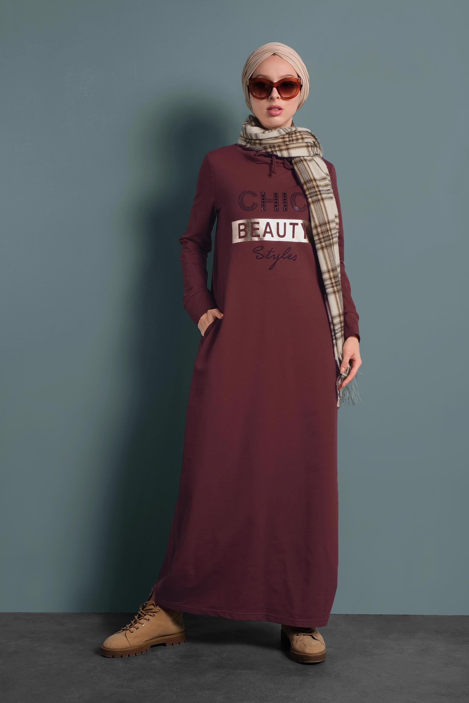 Vêtements hijab ROUGE BORDEAUX ROBE SPORT EN COTON 40253