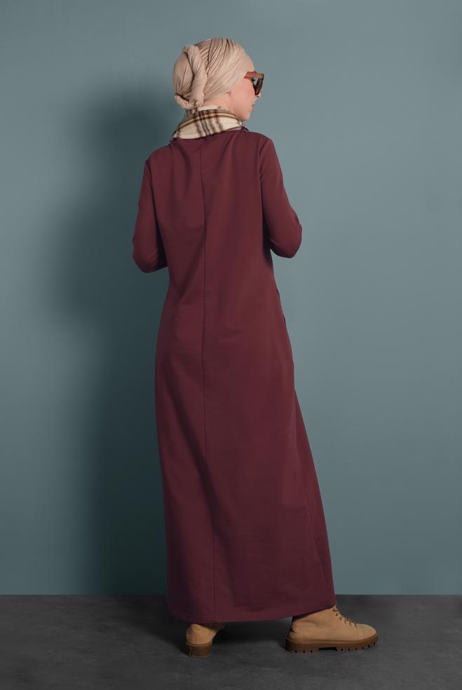 Vêtements hijab ROUGE BORDEAUX ROBE SPORT EN COTON 40253 - ALVİNA