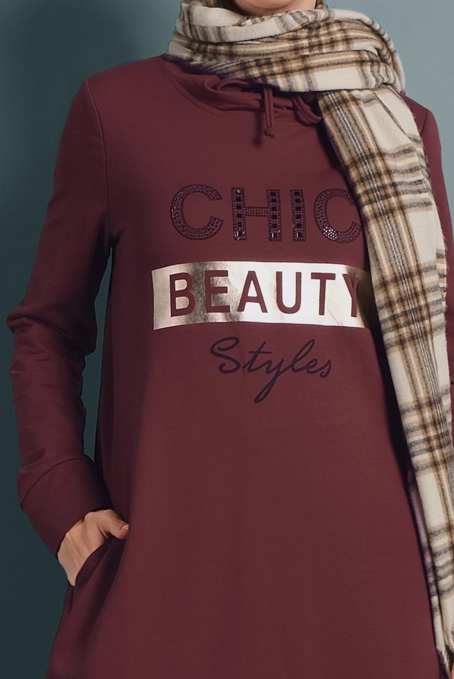 Vêtements hijab ROUGE BORDEAUX ROBE SPORT EN COTON 40253 - ALVİNA