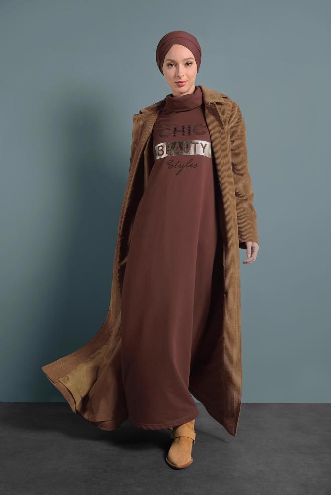 Vêtements hijab ROUGE BORDEAUX ROBE SPORT EN COTON 40253 - ALVİNA