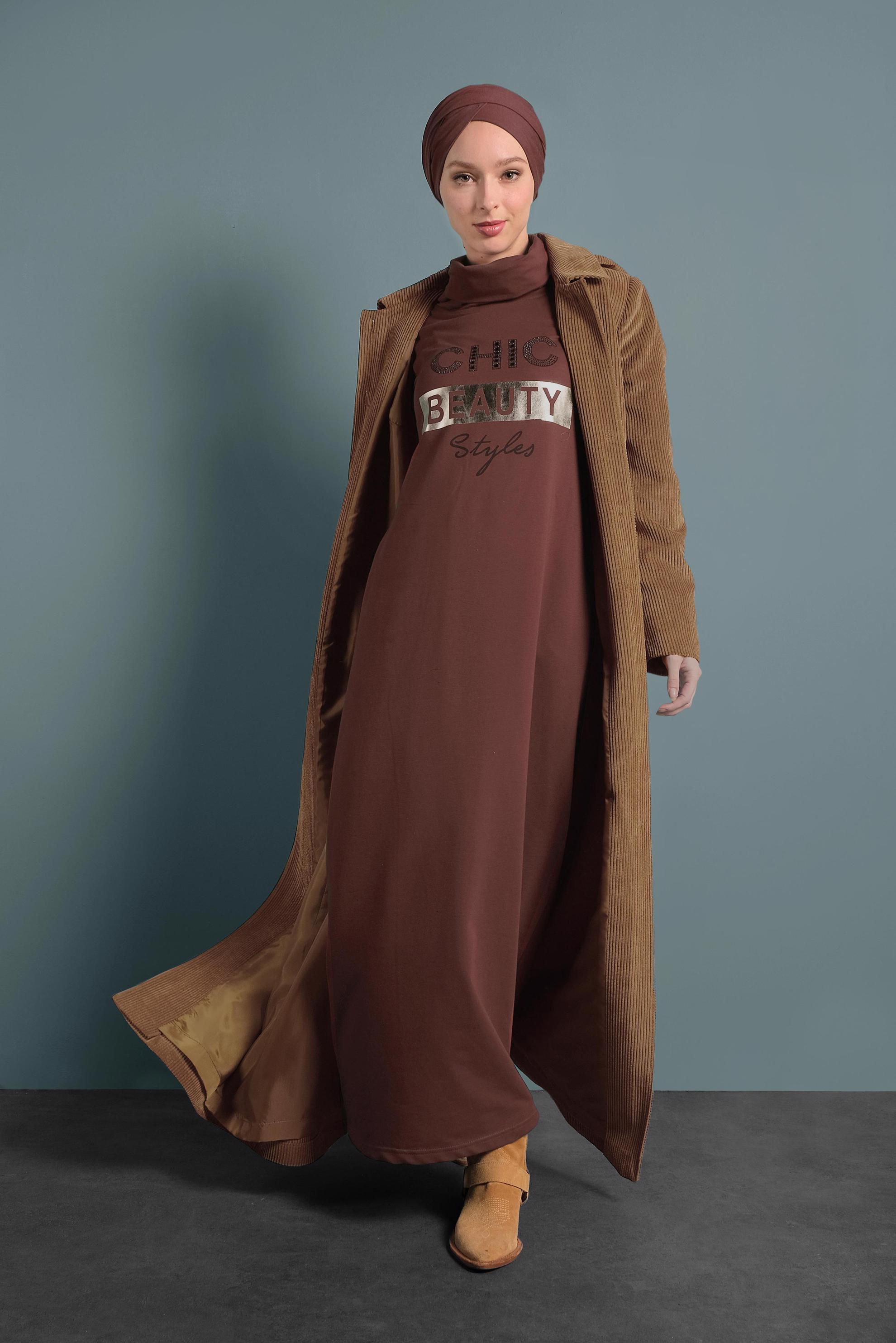 Vêtements hijab ROUGE BORDEAUX ROBE SPORT EN COTON 40253