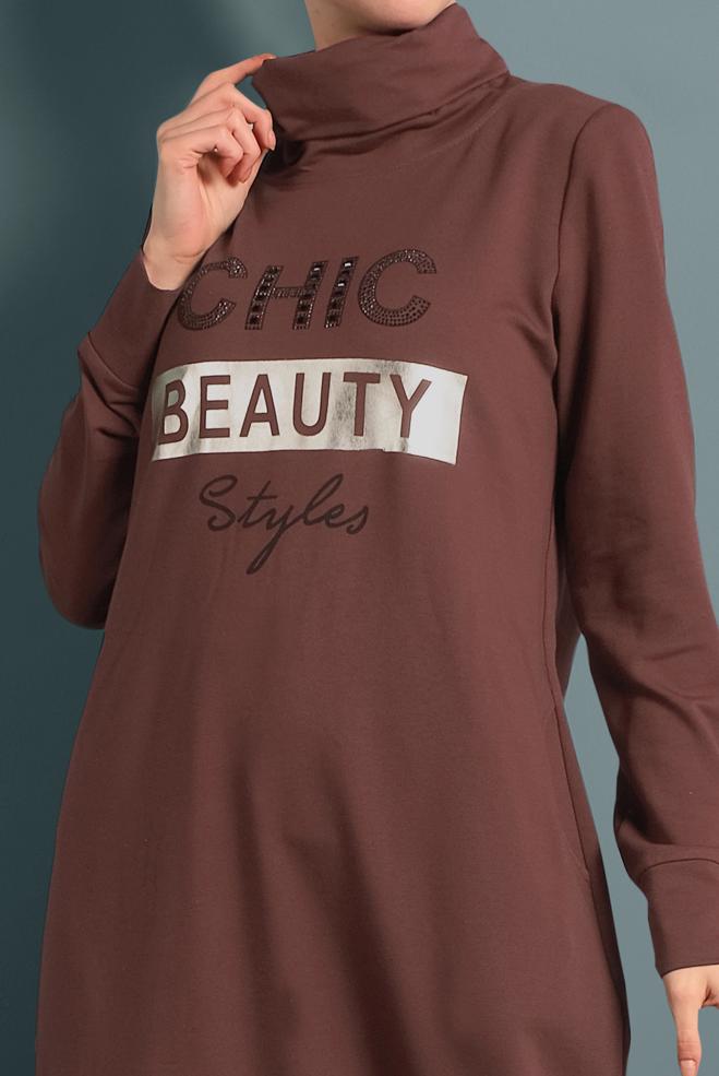 Vêtements hijab ROUGE BORDEAUX ROBE SPORT EN COTON 40253 - ALVİNA