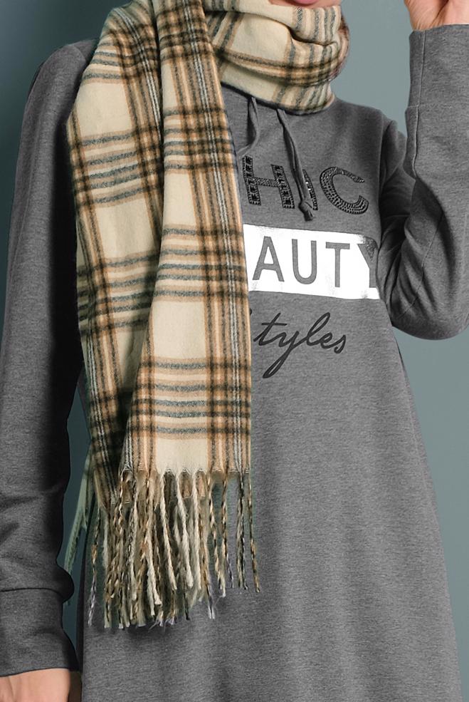 Vêtements hijab GRIS ROBE SPORT EN COTON 40253 - ALVİNA