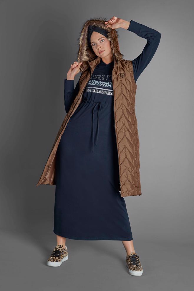 Hijab clothing NAVY BLUE ANIMAL PRINTED SPORT TUNIC 40254  - ALVİNA