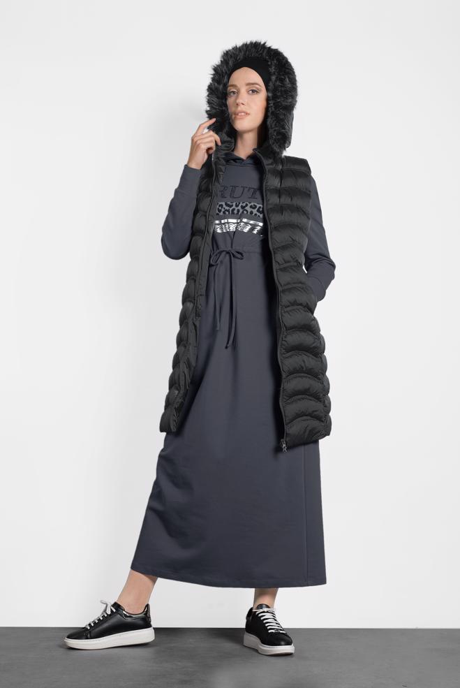 Hijab clothing GREY ANIMAL PRINTED SPORT TUNIC 40254  - ALVİNA