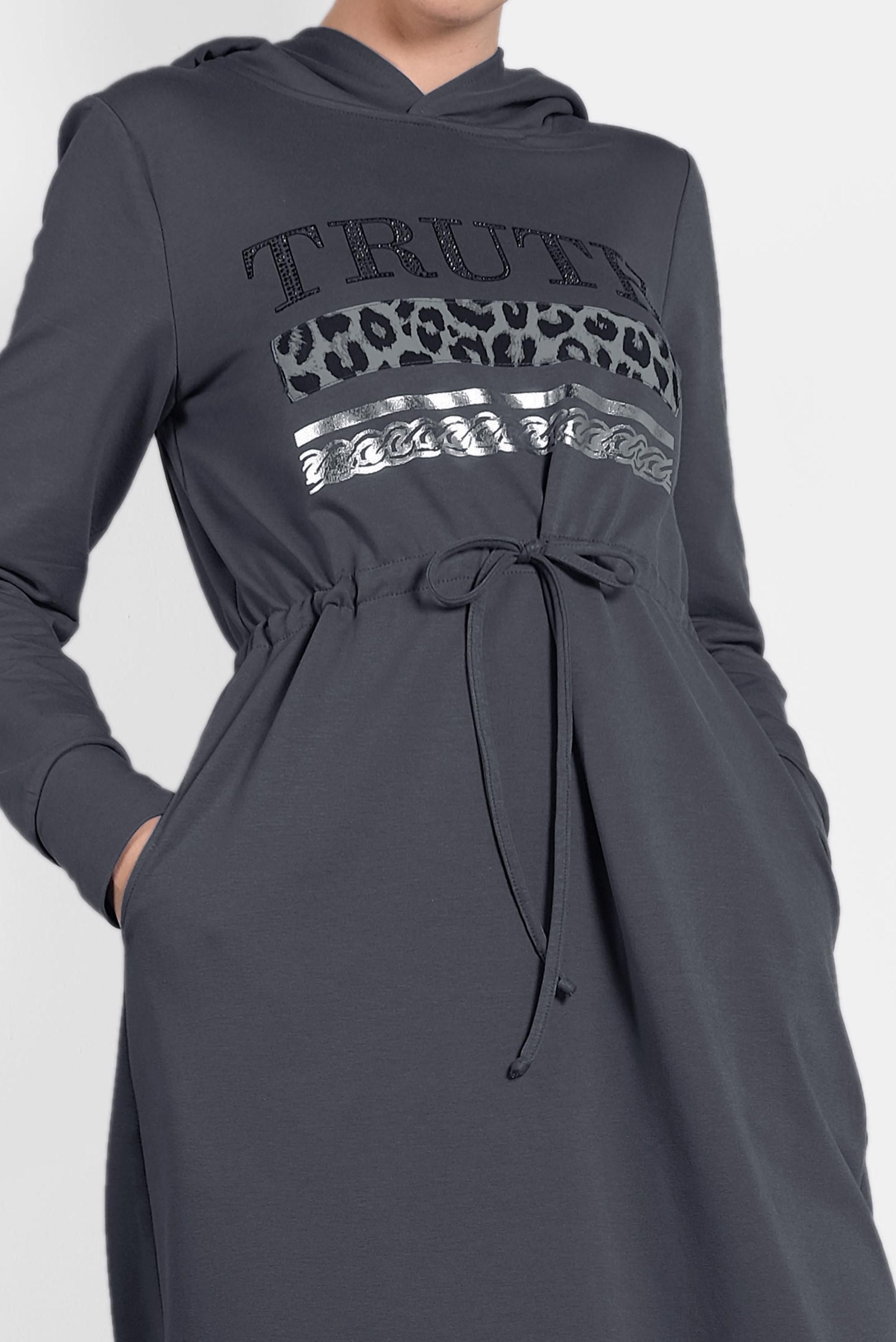 Tesettür giyim GRİ BAĞCIKLI LEOPAR DESENLİ EŞOFMAN ELBİSE 40254 