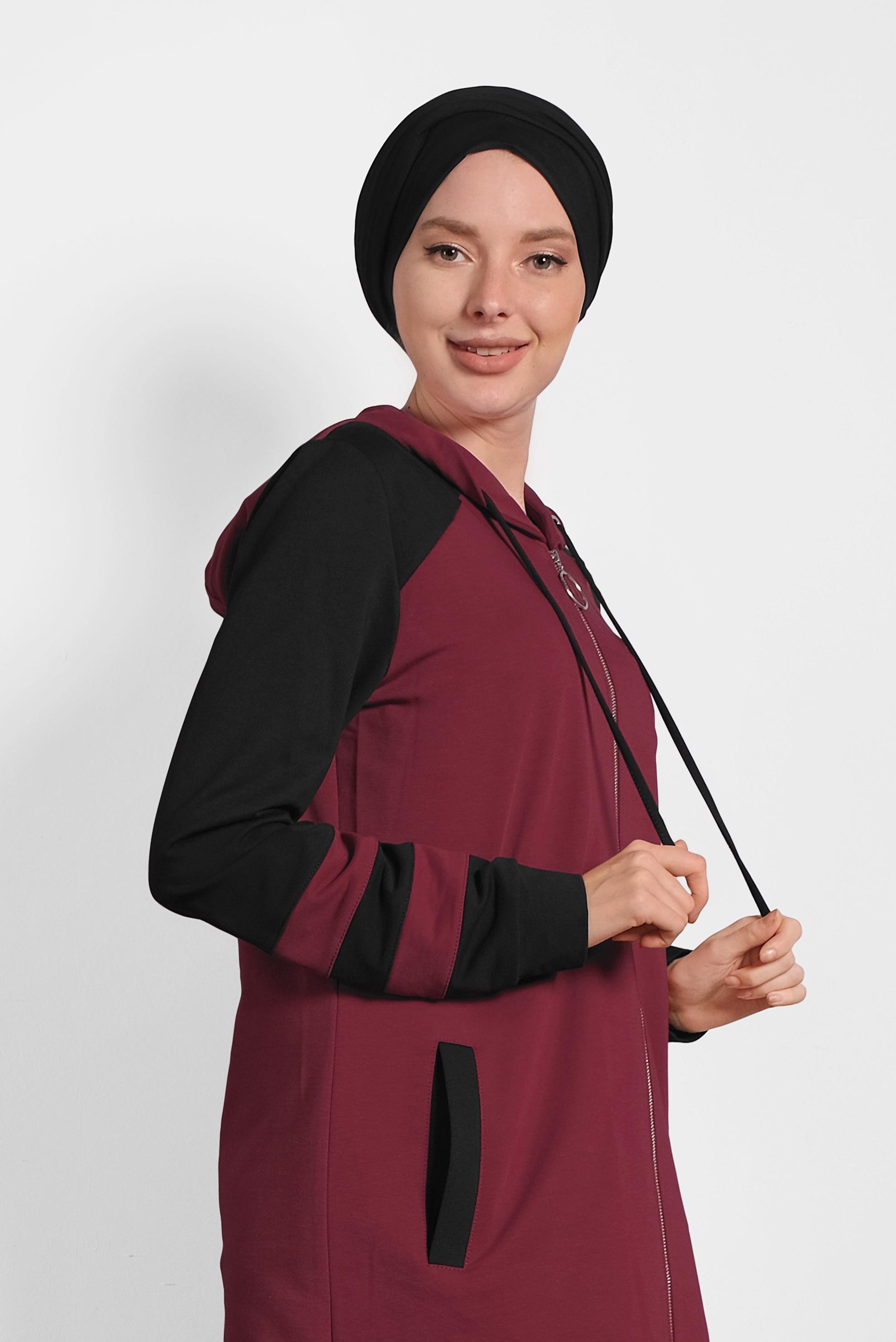 Vêtements hijab ROUGE BORDEAUX SURVÊTEMENT À COUPE ASYMMÉTRIQUE 40294 