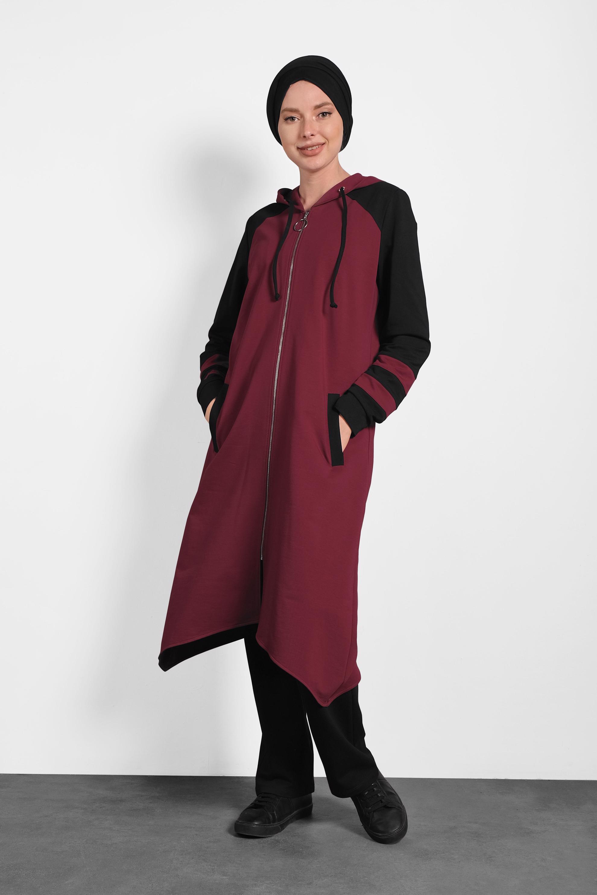 Vêtements hijab ROUGE BORDEAUX SURVÊTEMENT À COUPE ASYMMÉTRIQUE 40294 