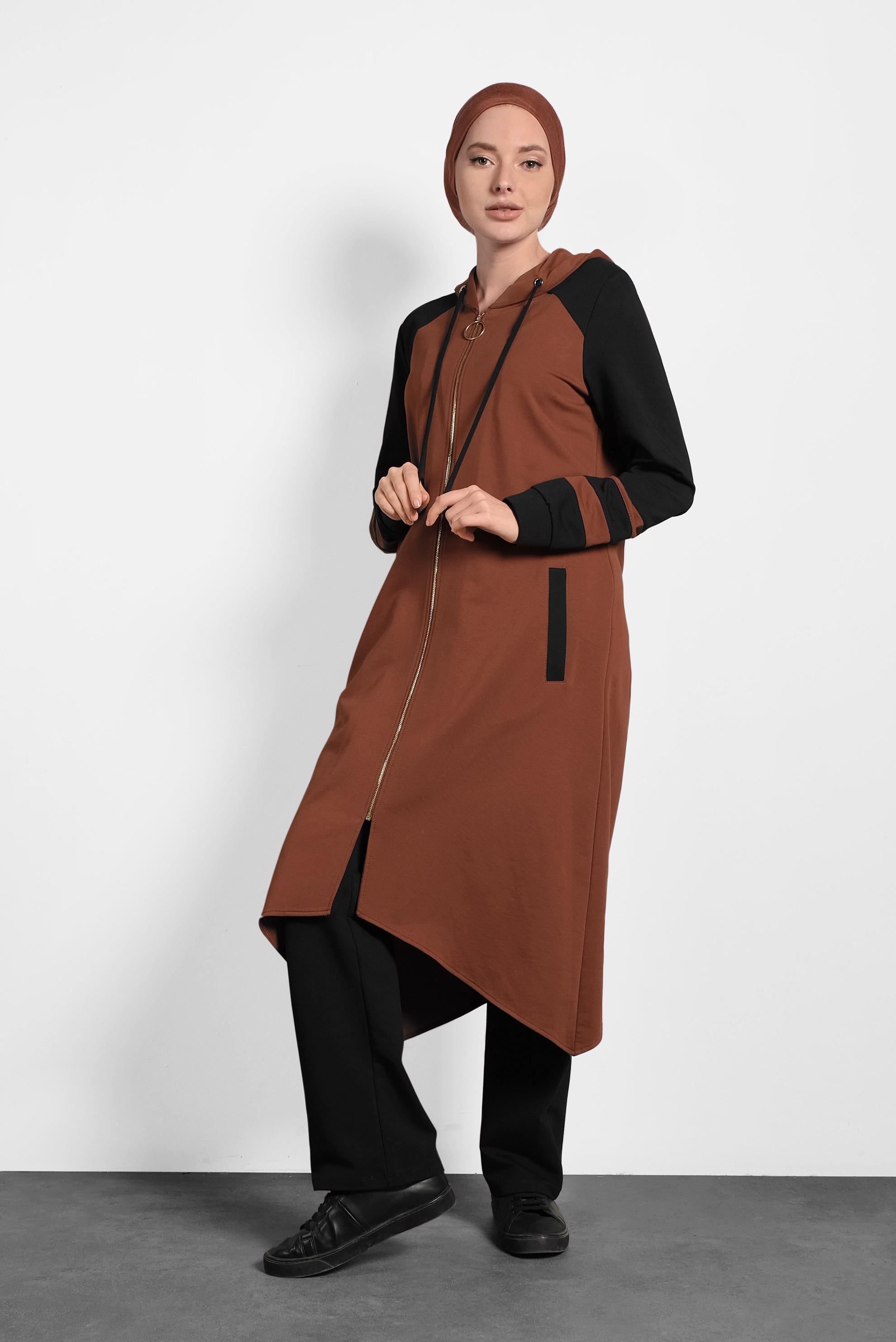 Hijab clothing ORANGE ASYMMETRIC CUT TRACKSUIT 40294