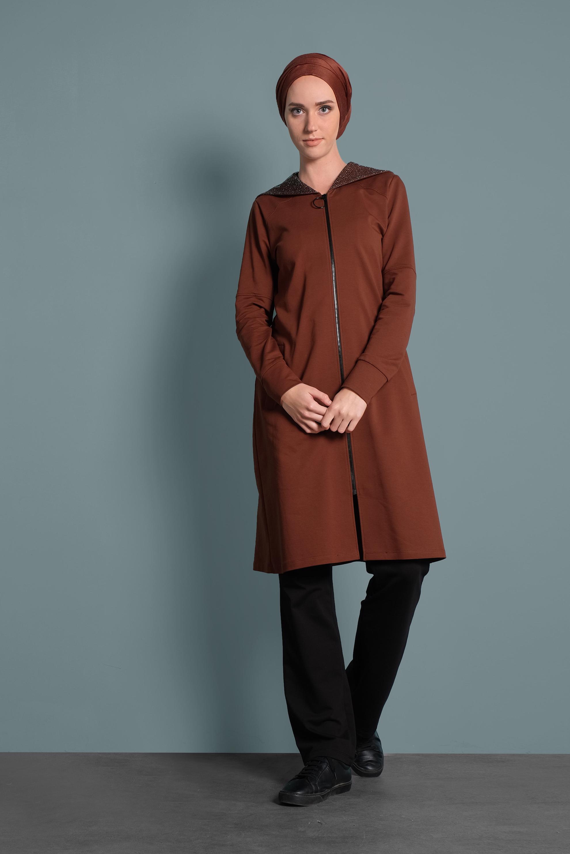 Tesettür giyim TURUNCU KAPÜŞONLU EŞOFMAN TAKIMI 40295