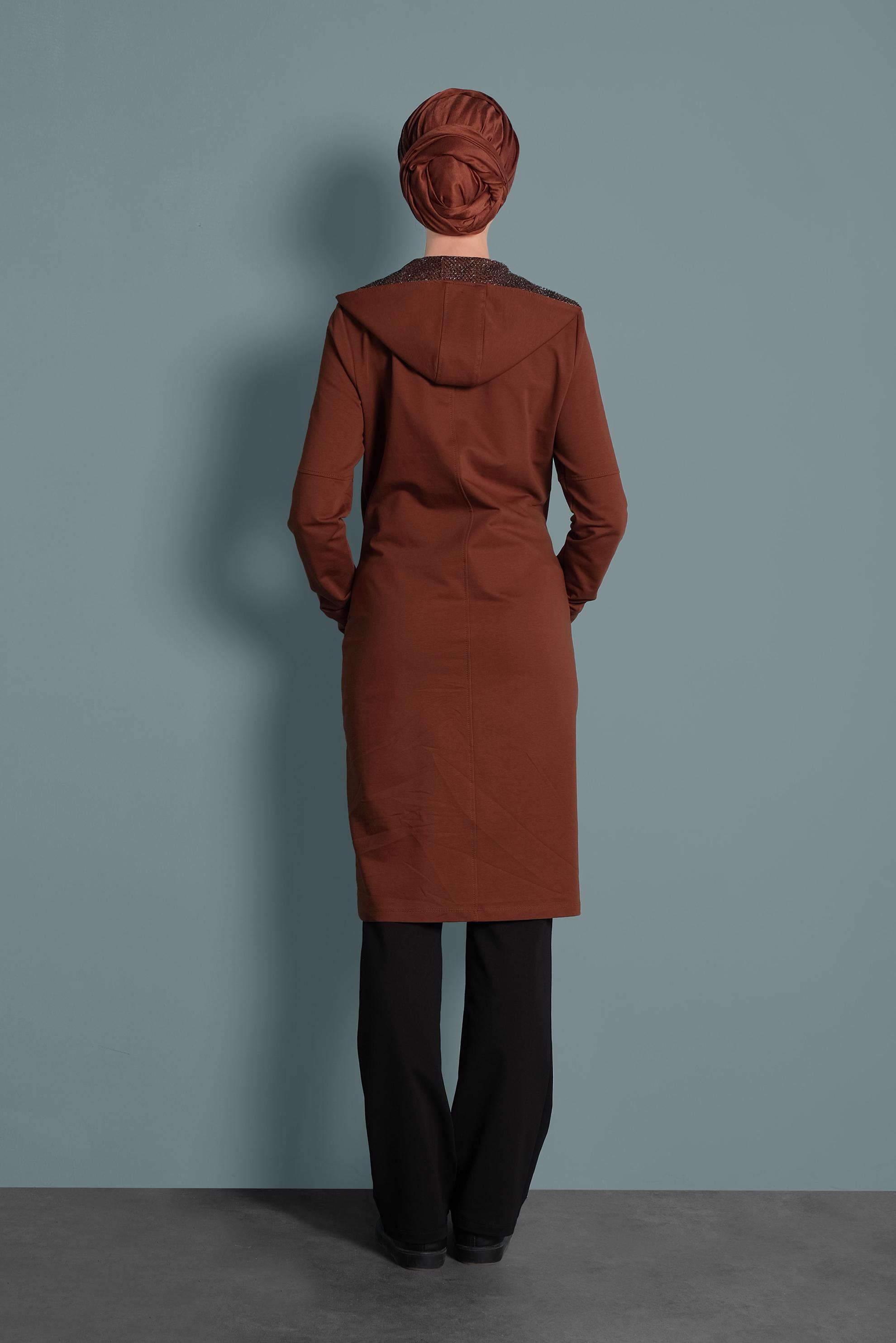 Tesettür giyim TURUNCU KAPÜŞONLU EŞOFMAN TAKIMI 40295