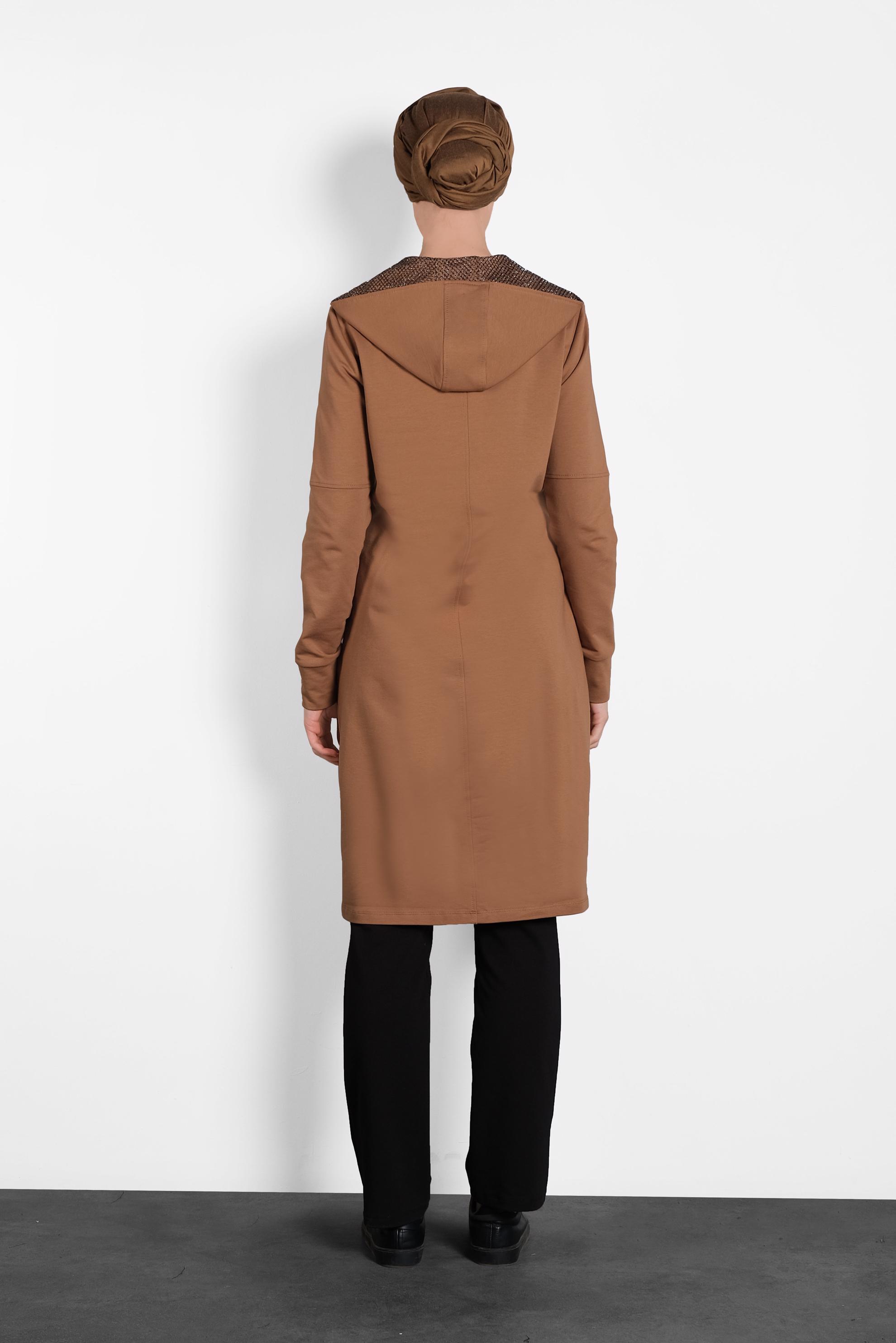 Tesettür giyim TABA KAPÜŞONLU EŞOFMAN TAKIMI 40295