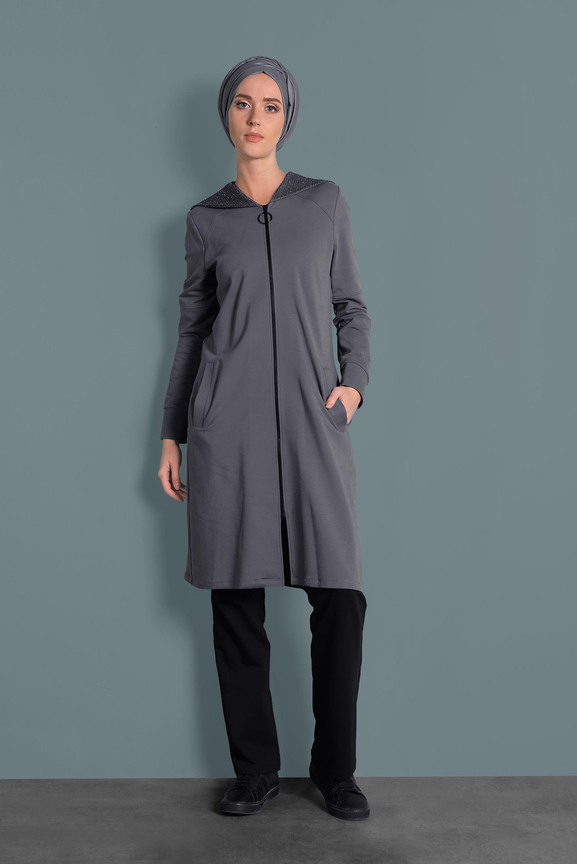 Hijab clothing GREY HOODED TRACKSUIT 40295