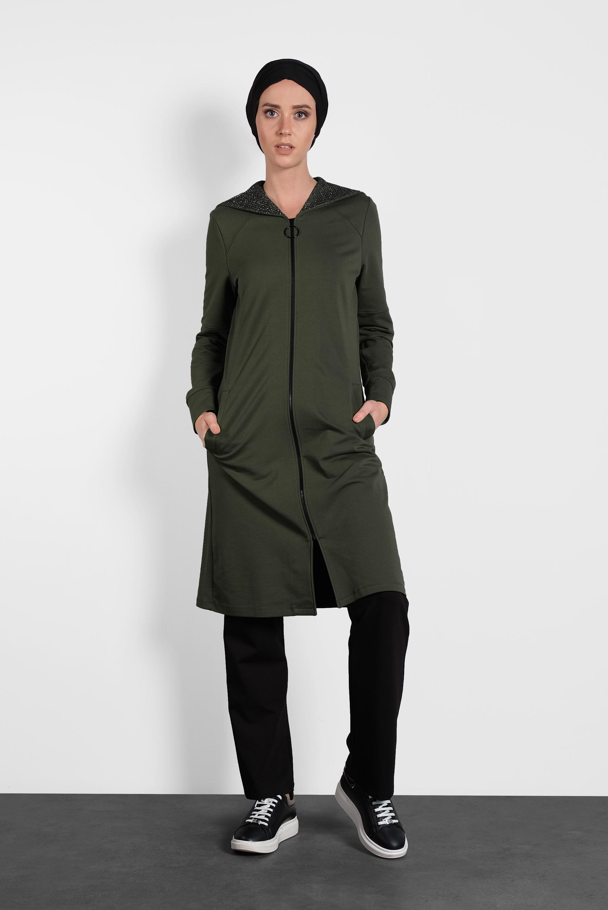 Vêtements hijab KAKI SURVÊTEMENT À CAPUCHE 40295