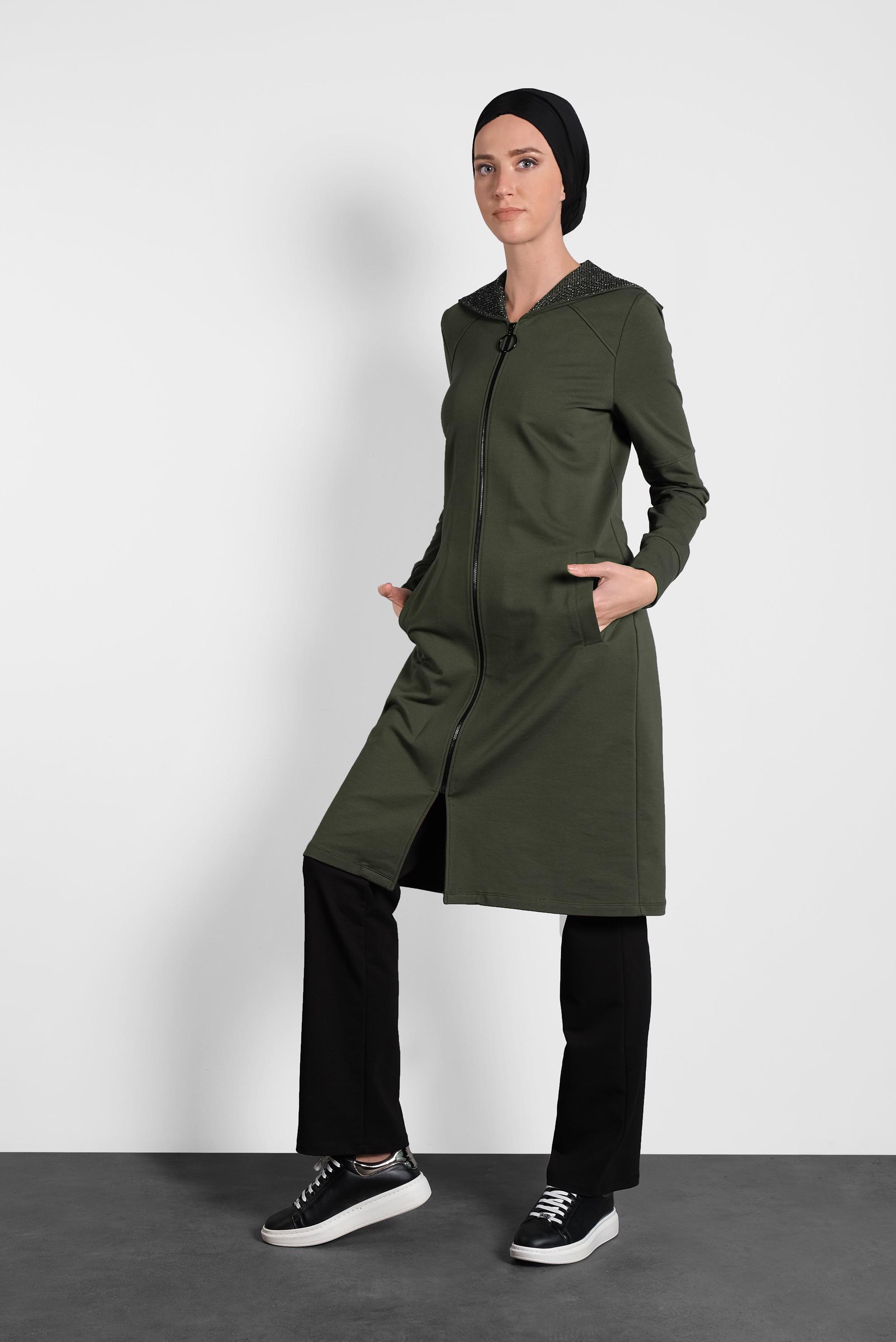 Vêtements hijab KAKI SURVÊTEMENT À CAPUCHE 40295