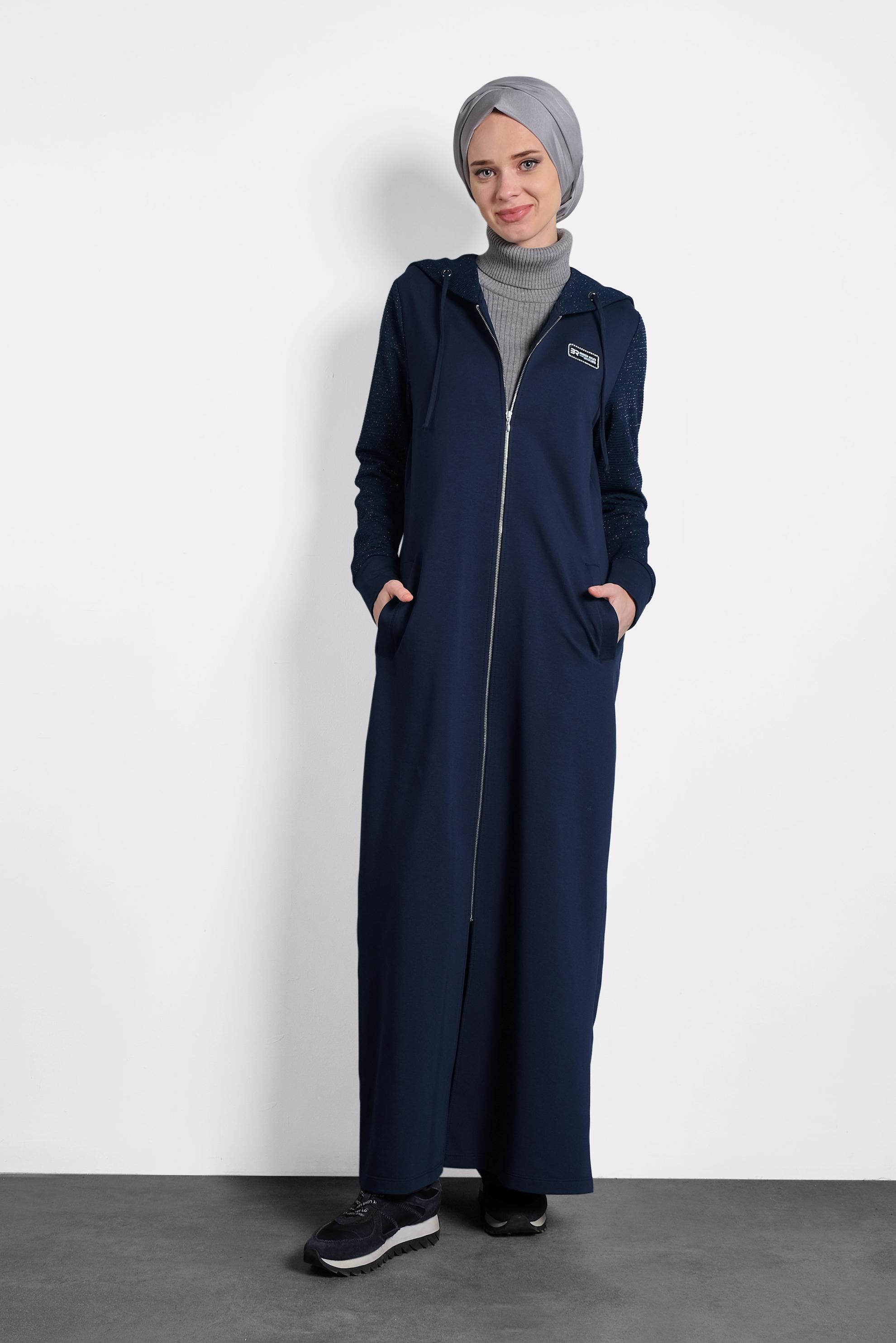 Tesettür giyim LACİVERT FERMUARLI EŞOFMAN TUNİK 40316