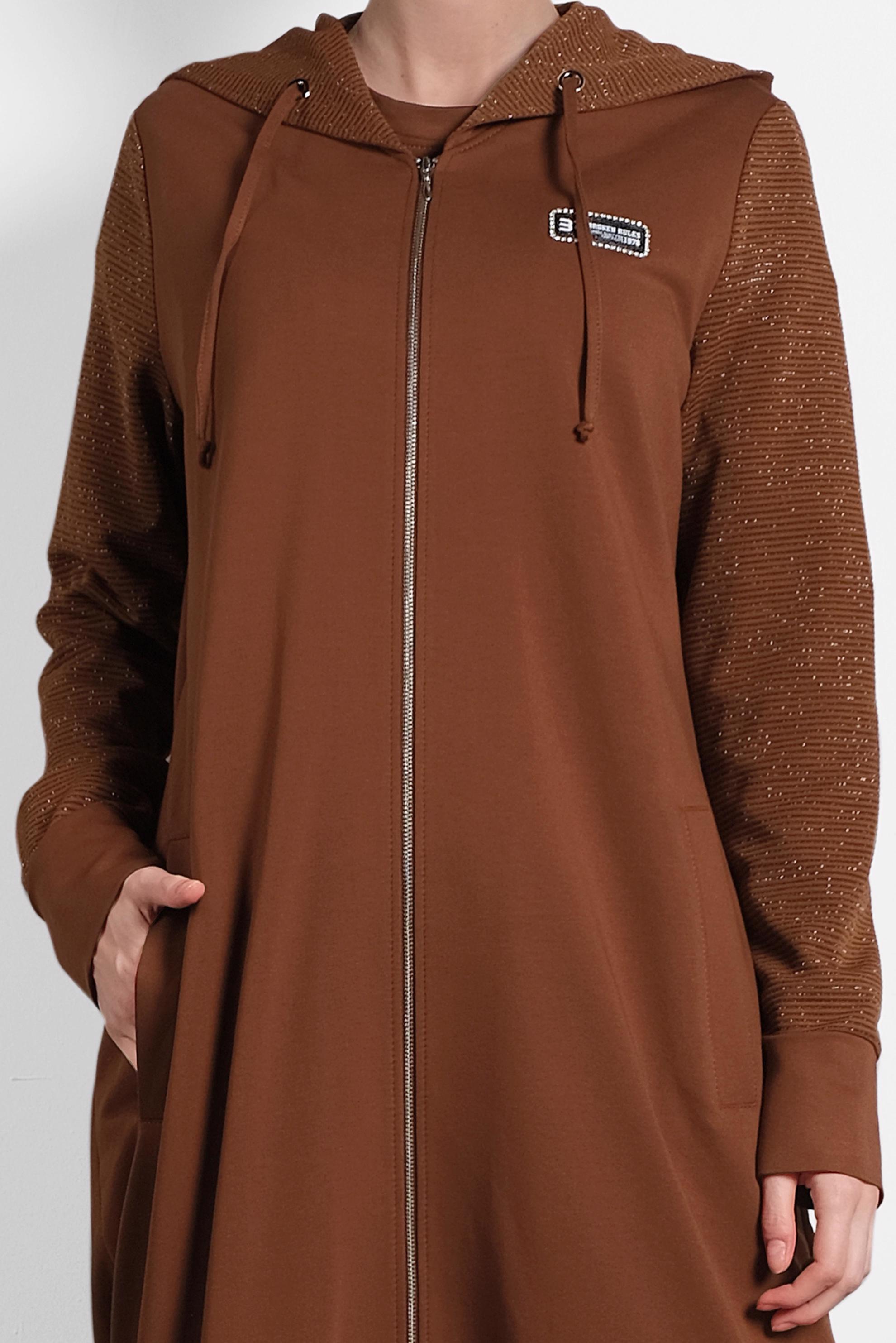 Tesettür giyim BORDO FERMUARLI EŞOFMAN TUNİK 40316