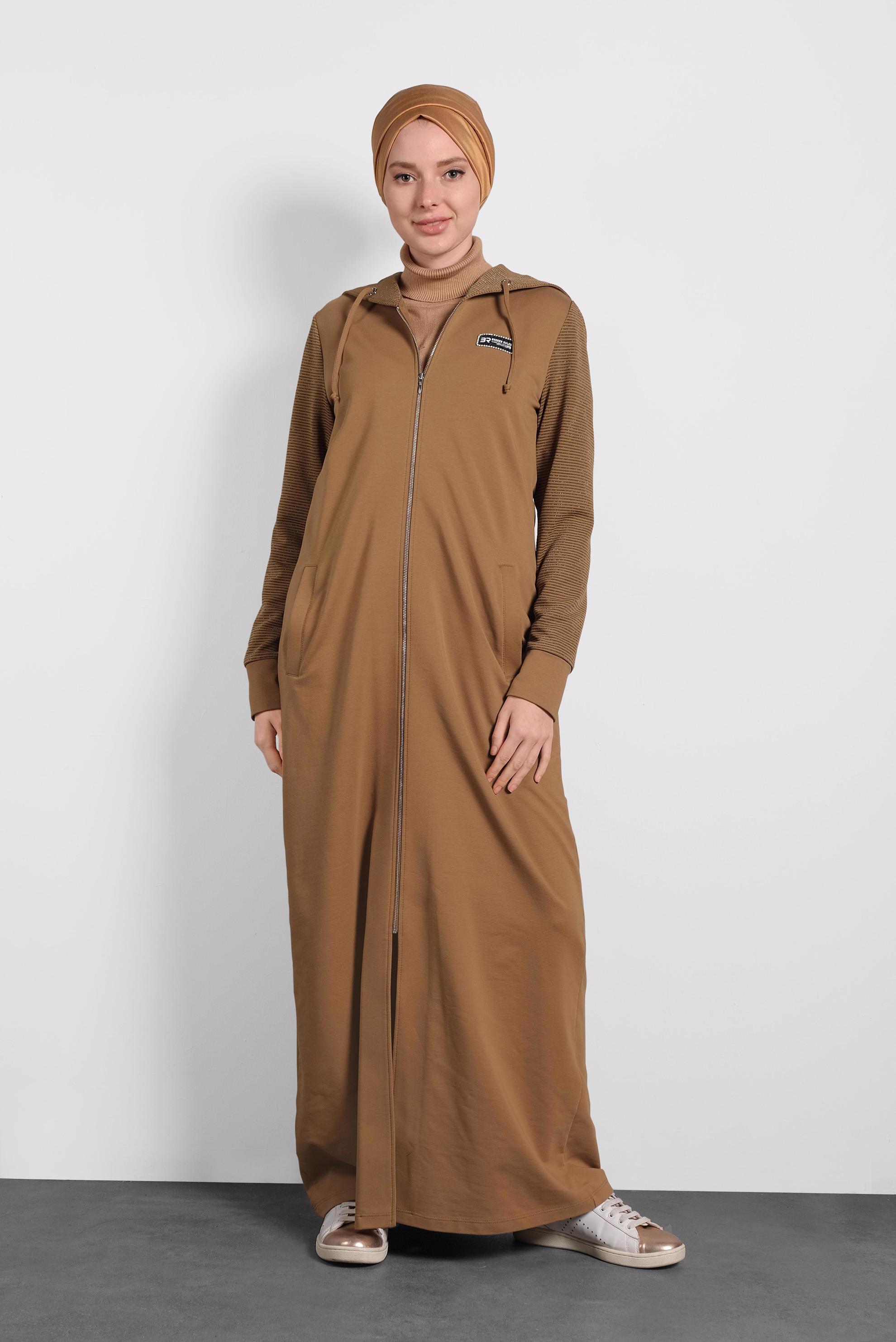 Tesettür giyim SARI FERMUARLI EŞOFMAN TUNİK 40316