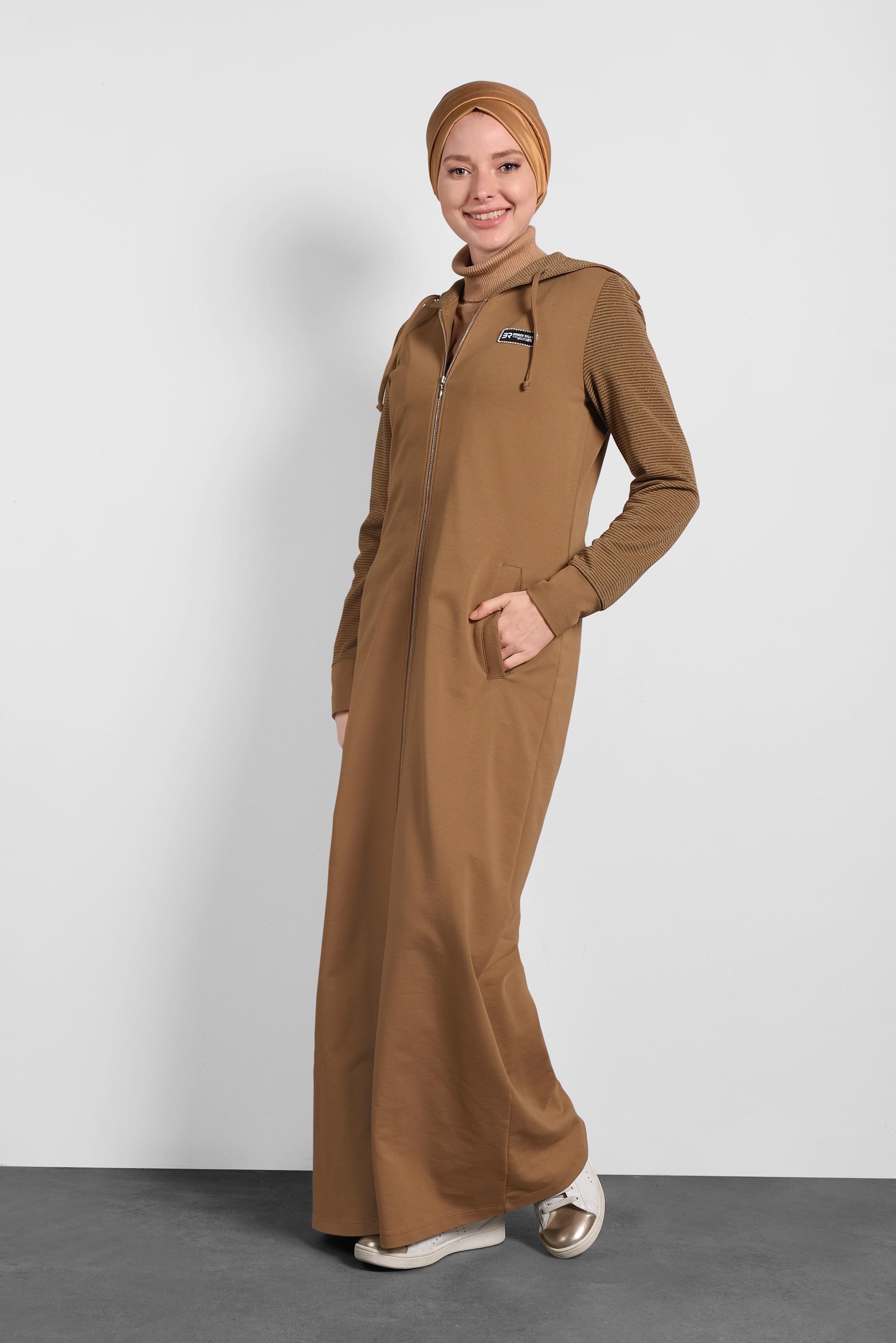 Tesettür giyim SARI FERMUARLI EŞOFMAN TUNİK 40316