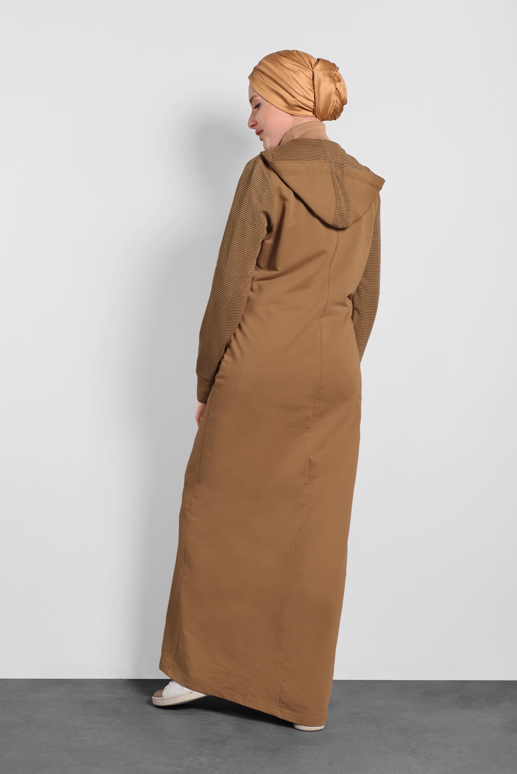 Tesettür giyim SARI FERMUARLI EŞOFMAN TUNİK 40316