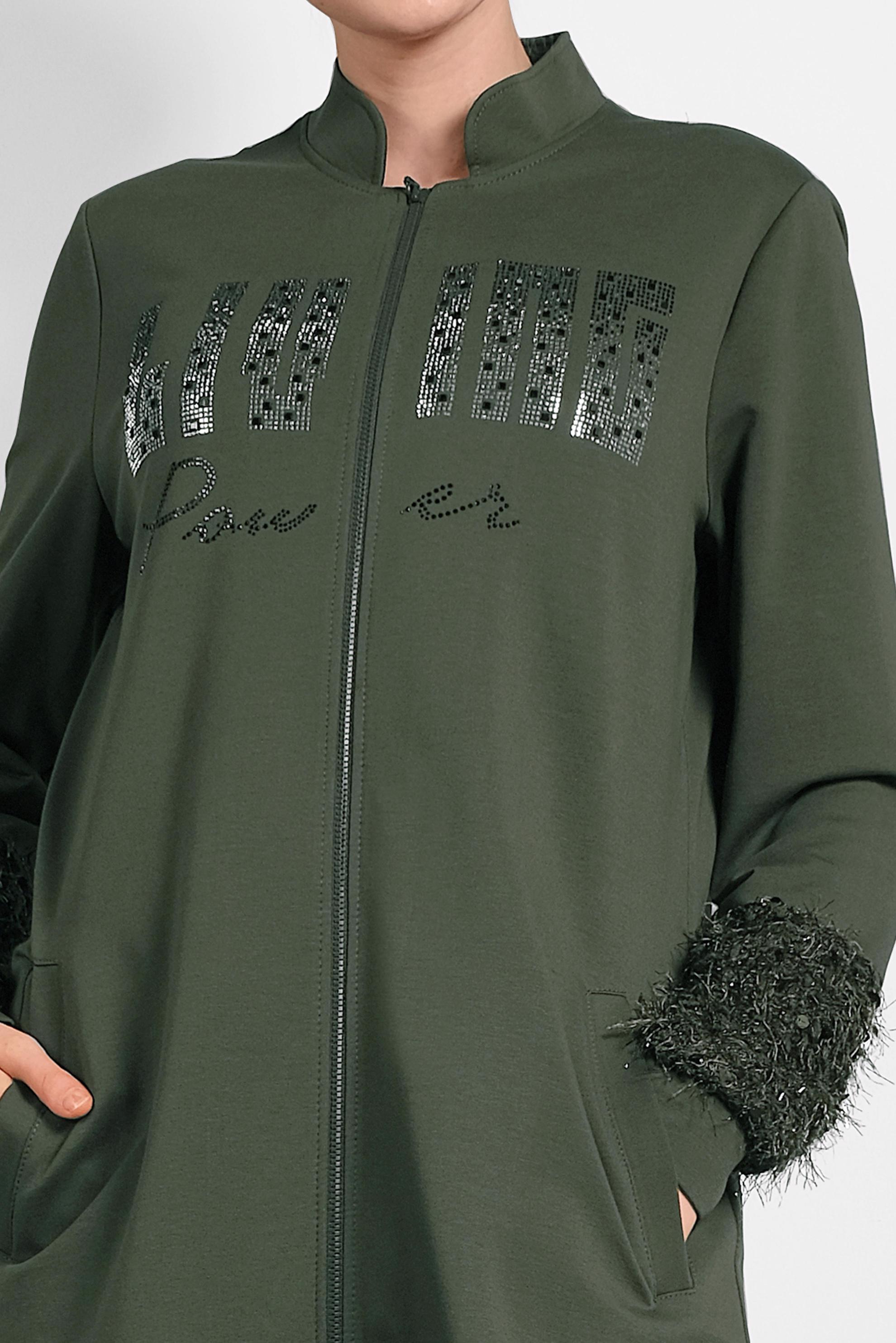 Tesettür giyim HAKİ HAKİM YAKA SAÇAKLI EŞOFMAN TUNİK 40324