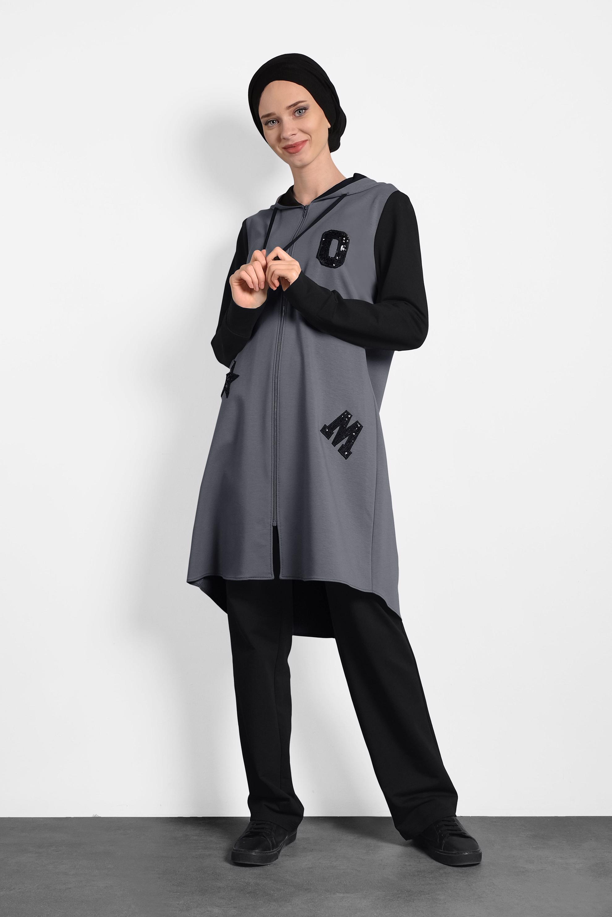 Vêtements hijab GRIS SURVÊTEMENT EN COTON À SEQUINS 40326 