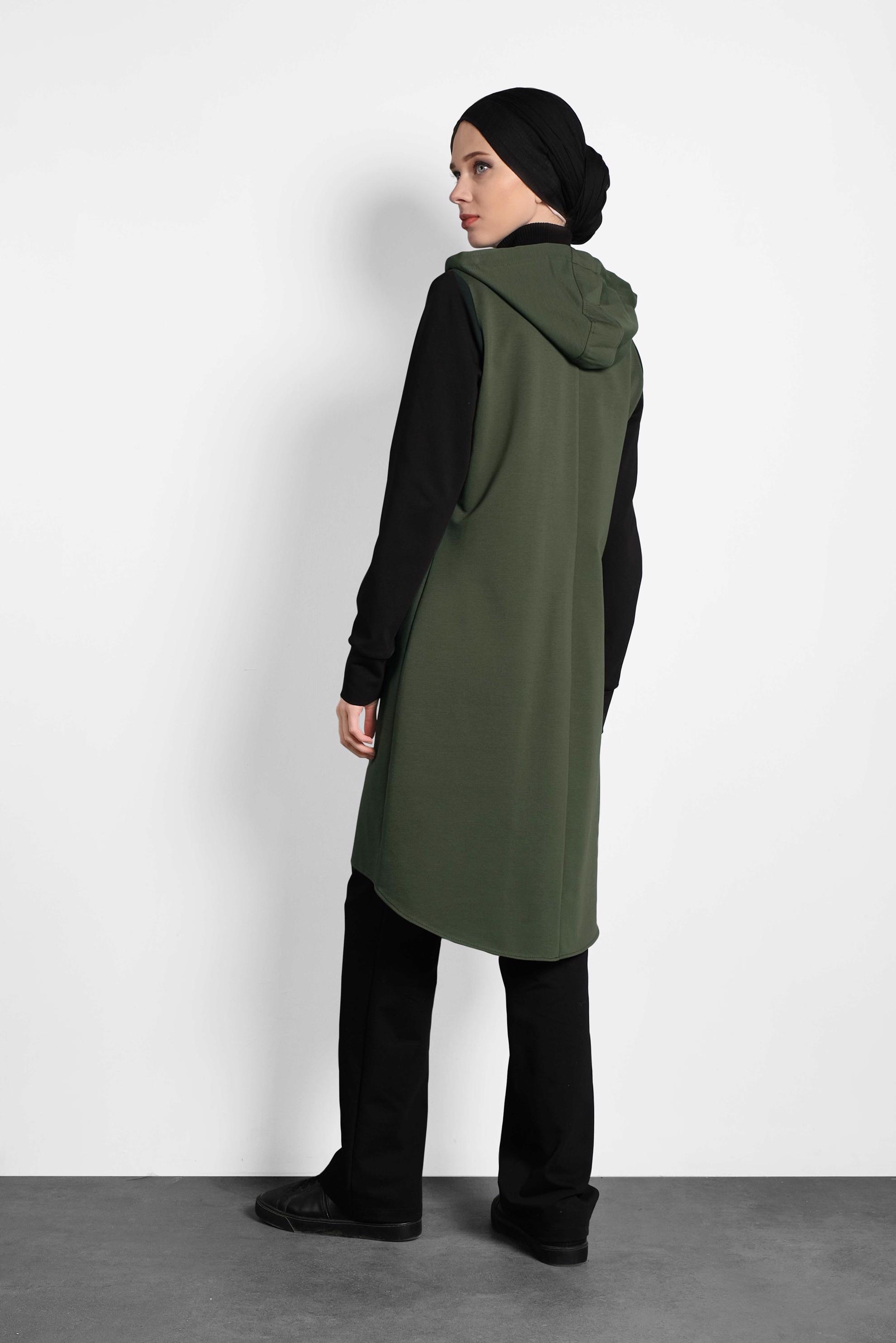 Tesettür giyim HAKİ PUL PAYET DETAYLI PAMUKLU EŞOFMAN TAKIMI 40326