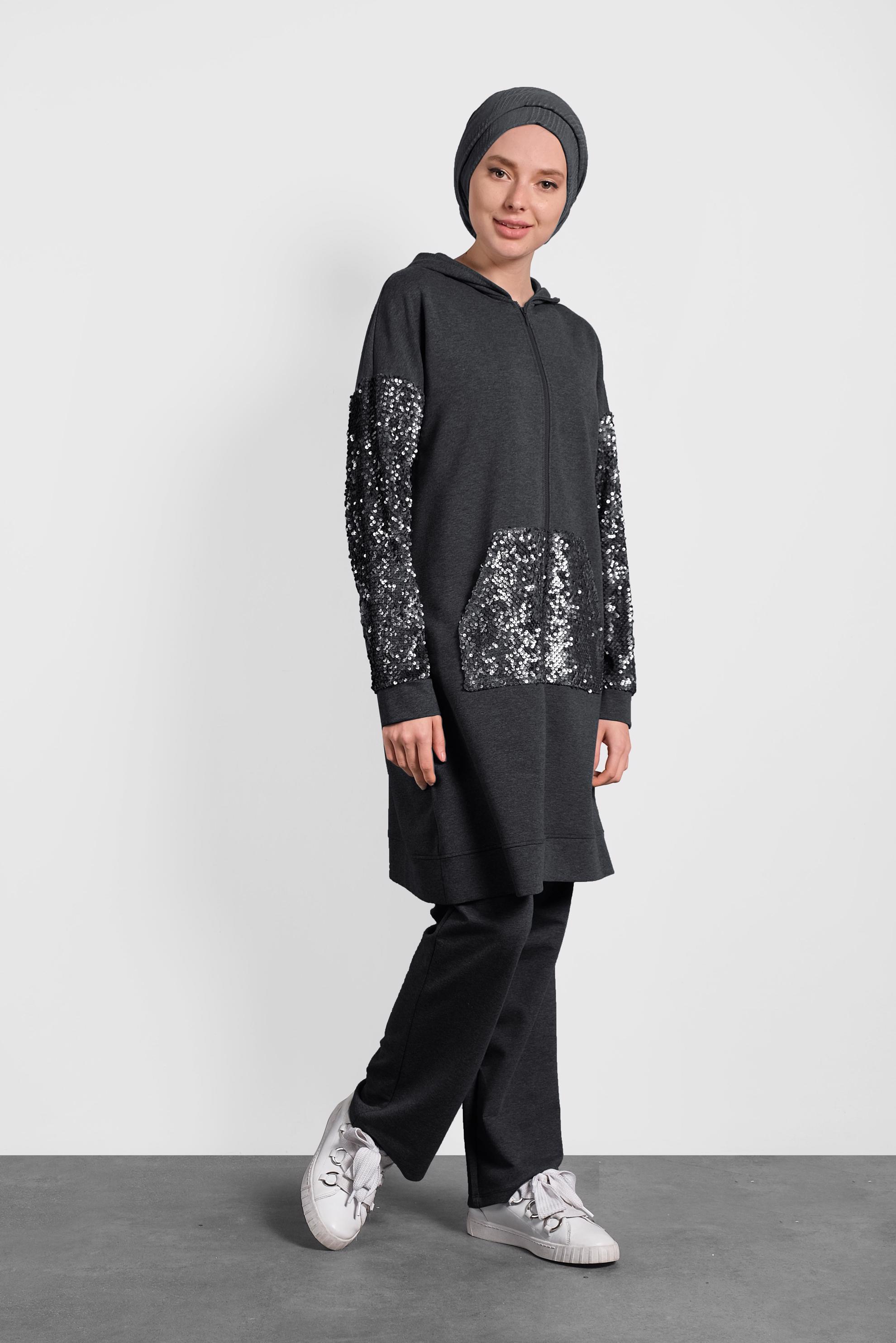 Vêtements hijab GRIS SURVÊTEMENT À SEQUINS 40327 