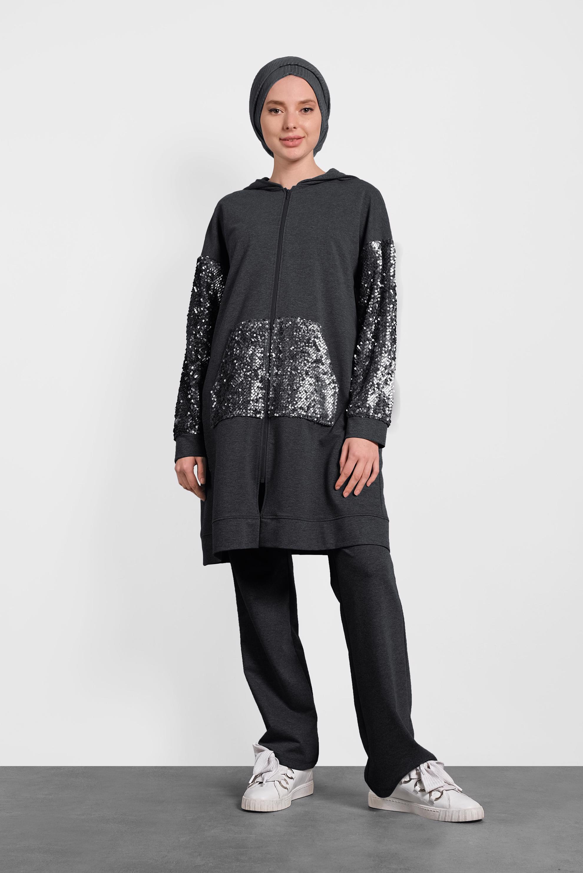Vêtements hijab GRIS SURVÊTEMENT À SEQUINS 40327 