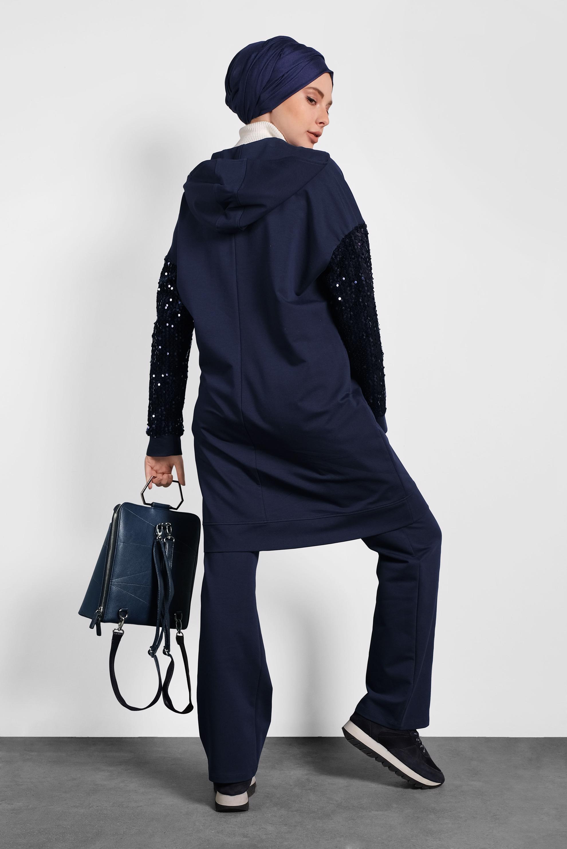 Hijab clothing NAVY BLUE SEQUINED TRACKSUIT 40327 