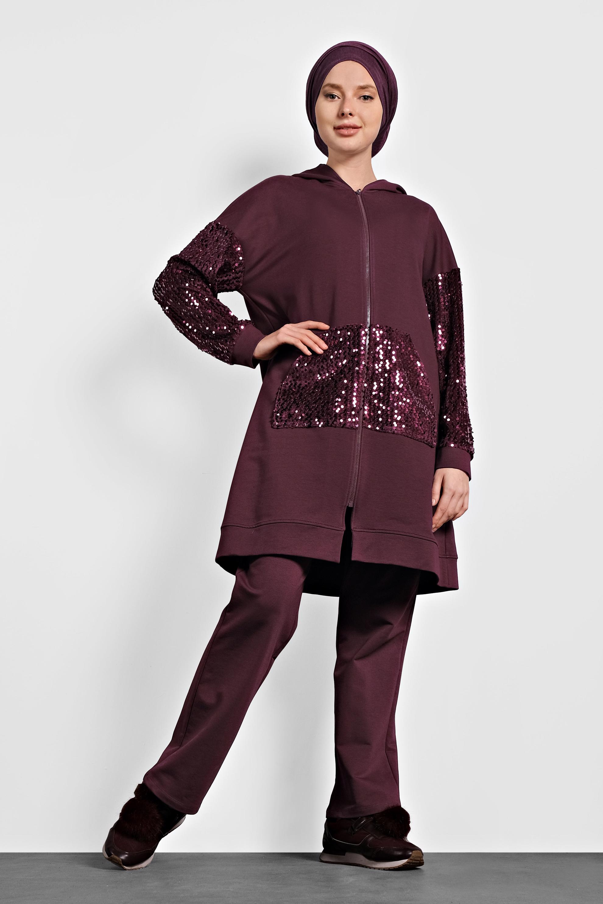 Vêtements hijab PRUNE SURVÊTEMENT À SEQUINS 40327 