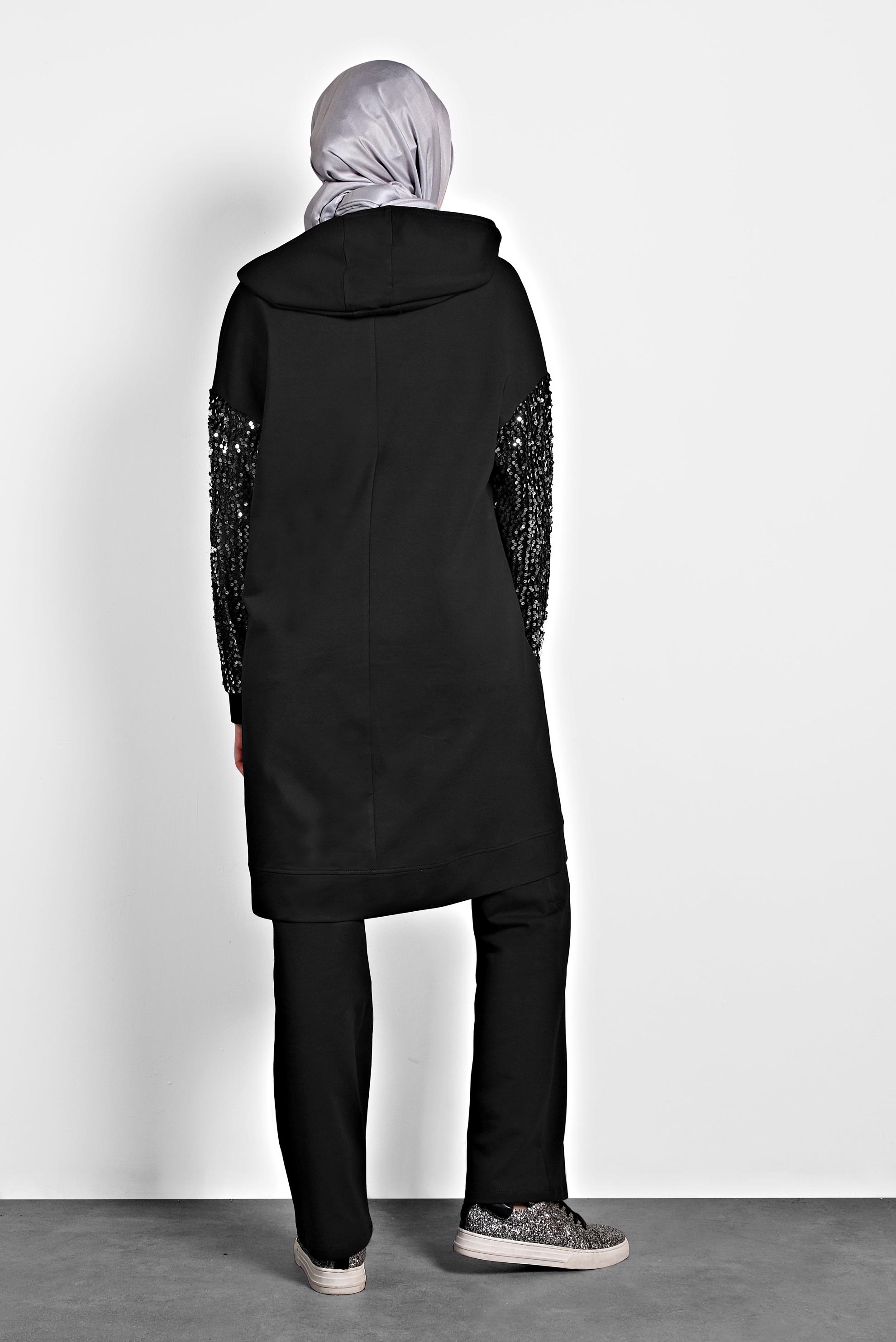 Hijab clothing BLACK SEQUINED TRACKSUIT 40327 