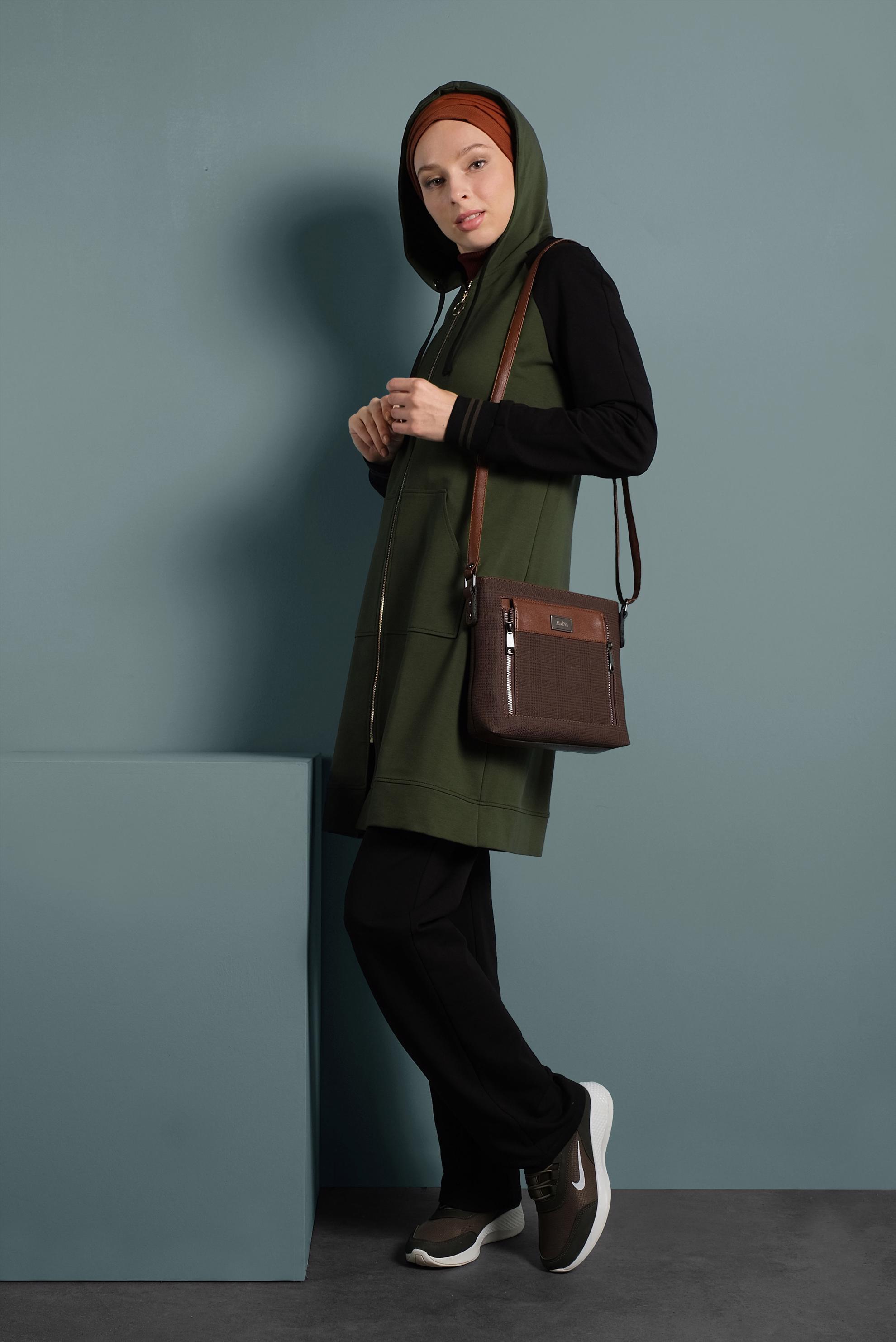 Vêtements hijab KAKI SURVÊTEMENT À CAPUCHE 40328